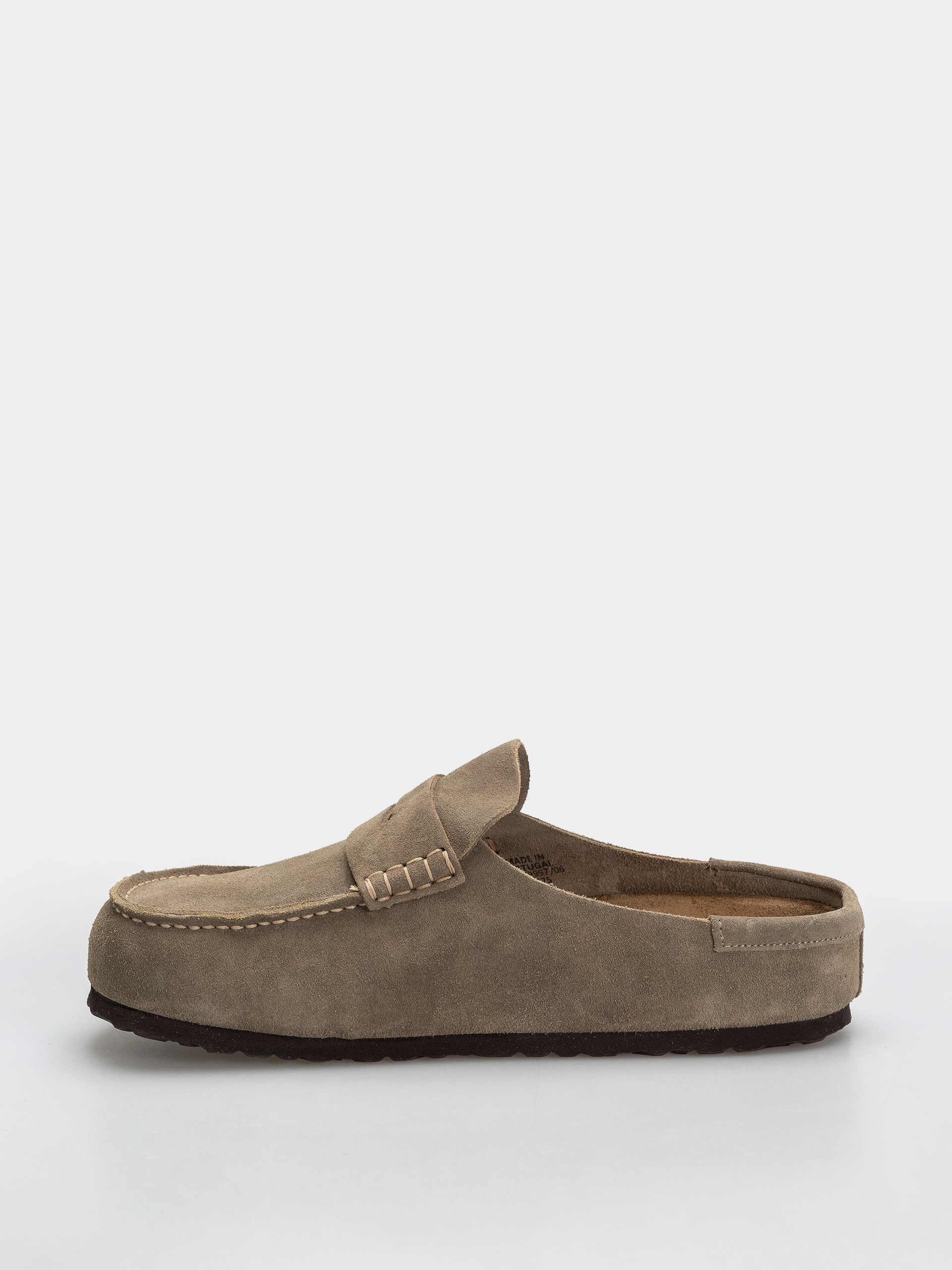 Birkenstock Naples Wrapped Suede Leather Regular Flip-flop papucsok (taupe)