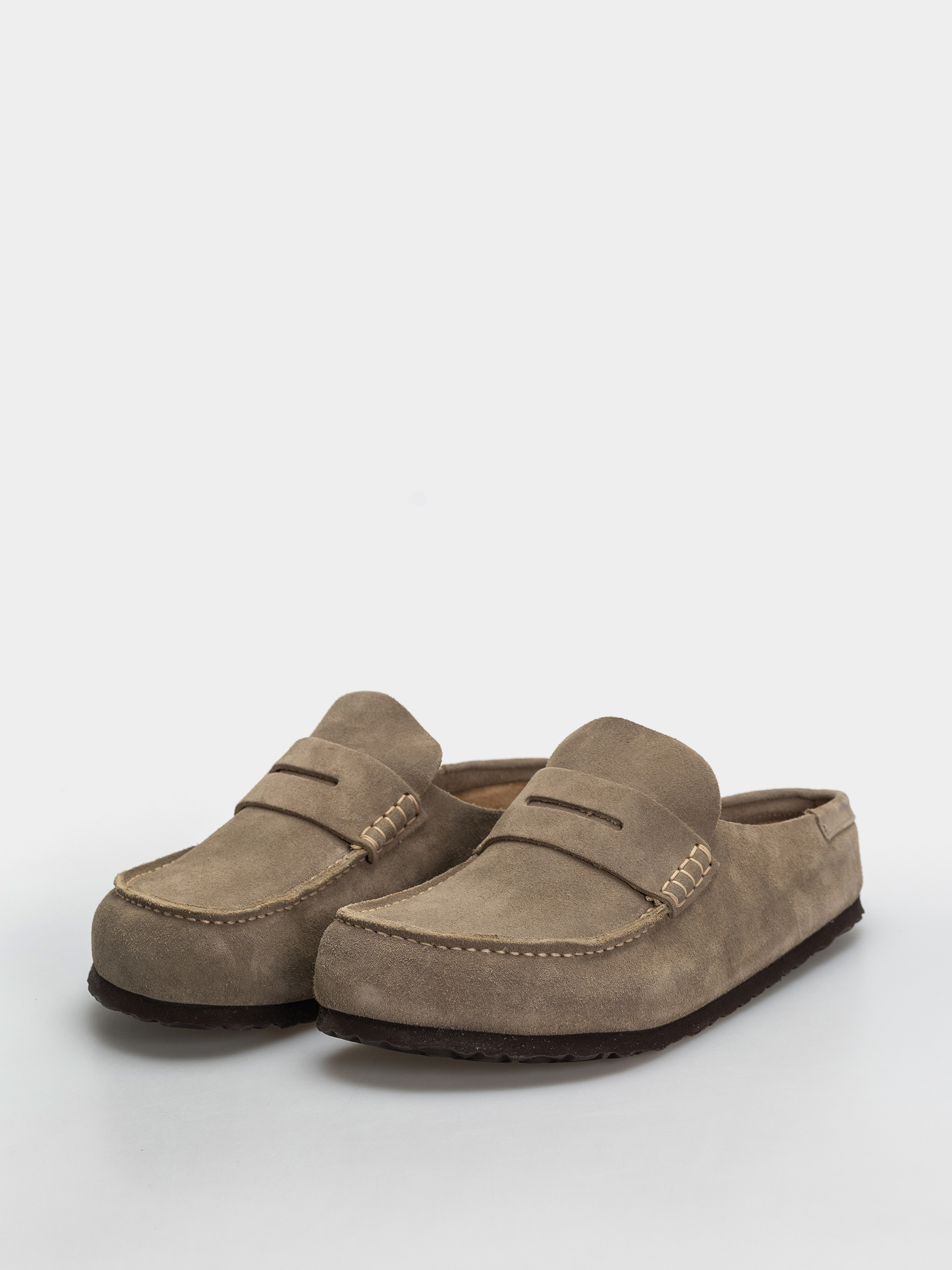 Birkenstock Naples Wrapped Suede Leather Regular Flip-flop papucsok (taupe)