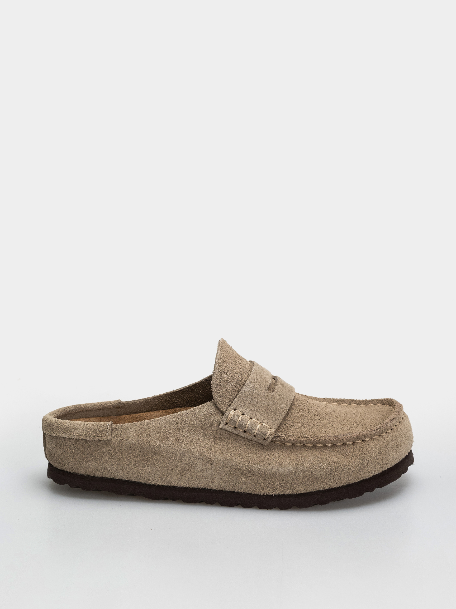 Birkenstock Naples Wrapped Suede Leather Narrow Flip-flop papucsok (taupe)
