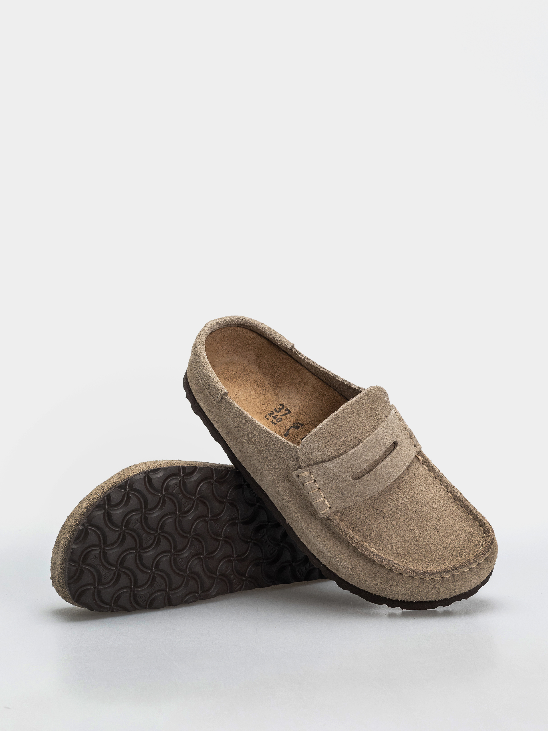 Birkenstock Naples Wrapped Suede Leather Narrow Flip-flop papucsok (taupe)