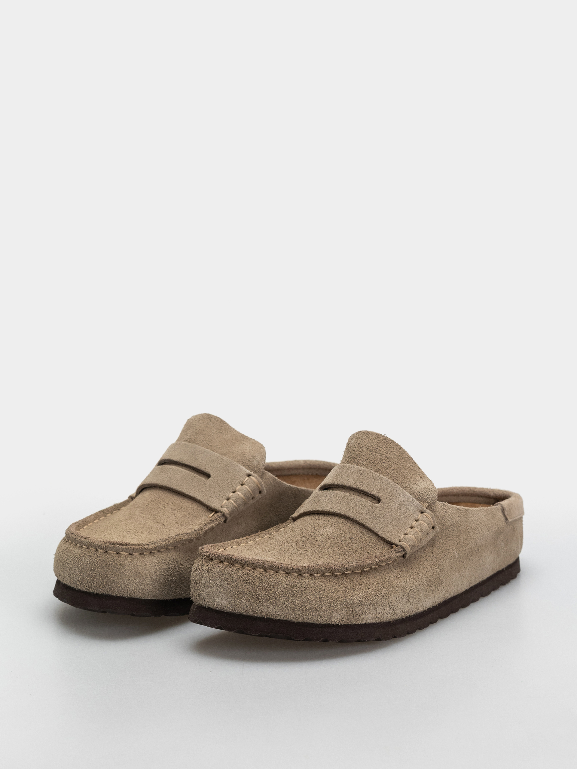 Birkenstock Naples Wrapped Suede Leather Narrow Flip-flop papucsok (taupe)