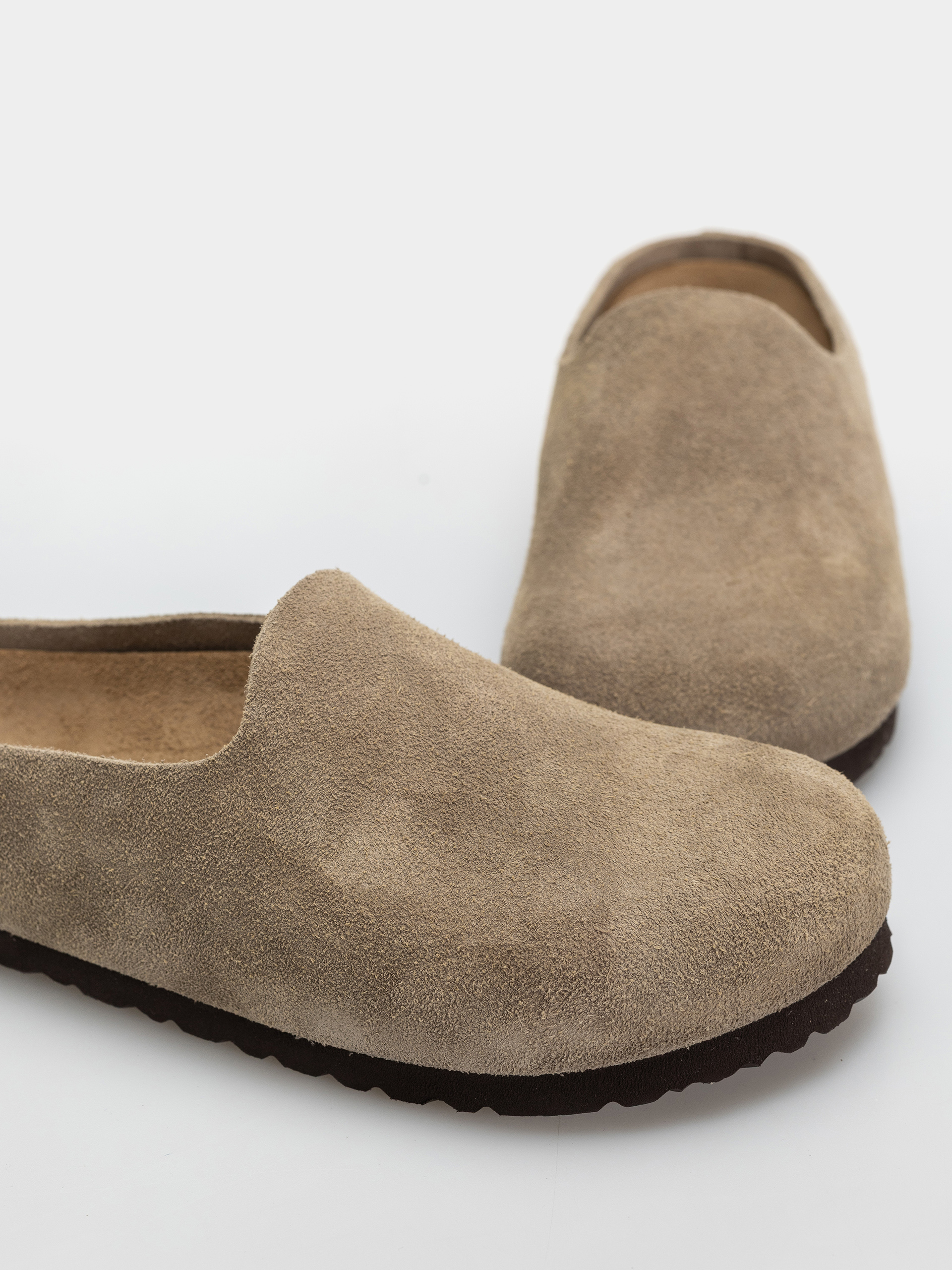 Birkenstock Amsterdam Wrapped Suede Leather Narrow Flip-flop papucsok (taupe)