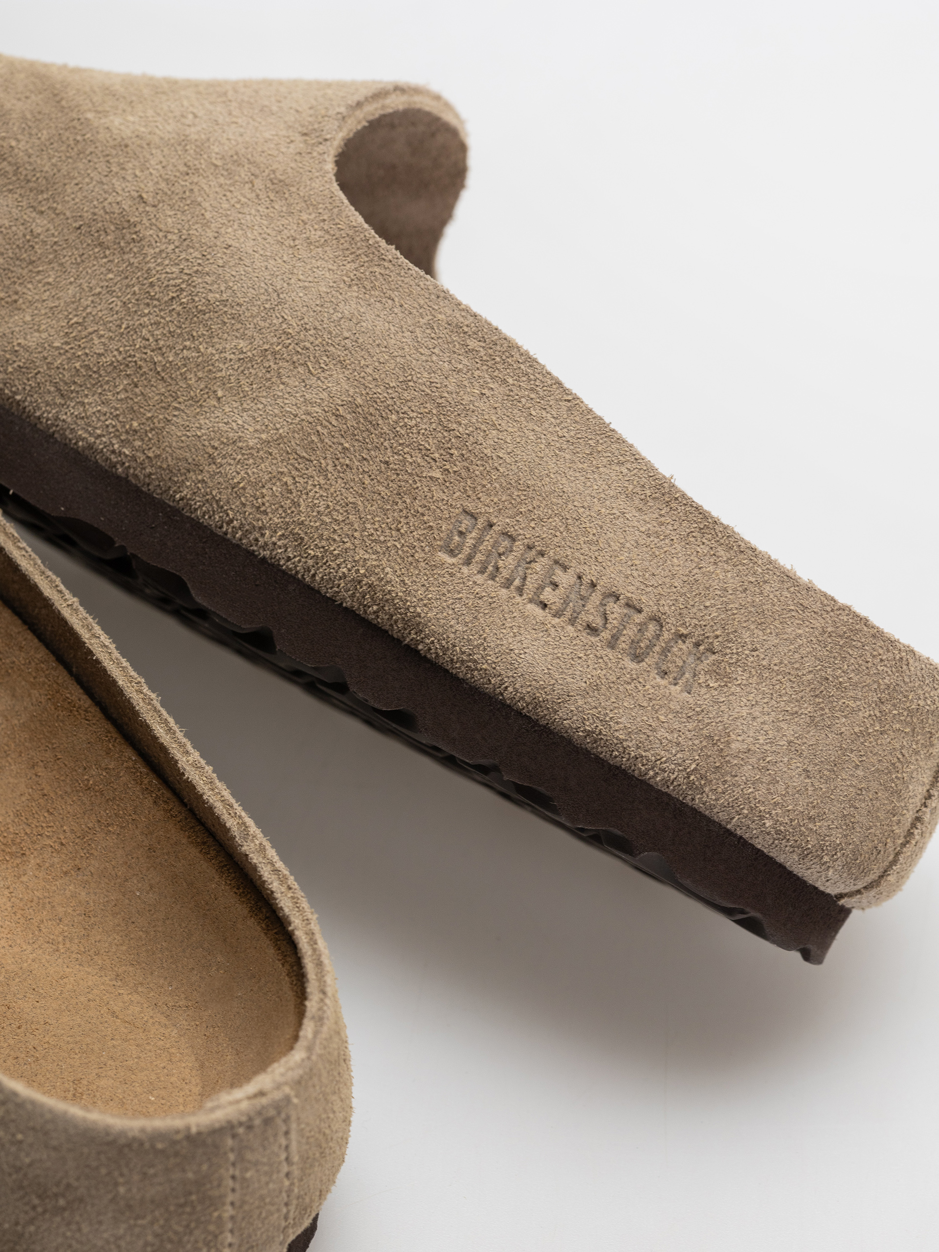 Birkenstock Amsterdam Wrapped Suede Leather Narrow Flip-flop papucsok (taupe)