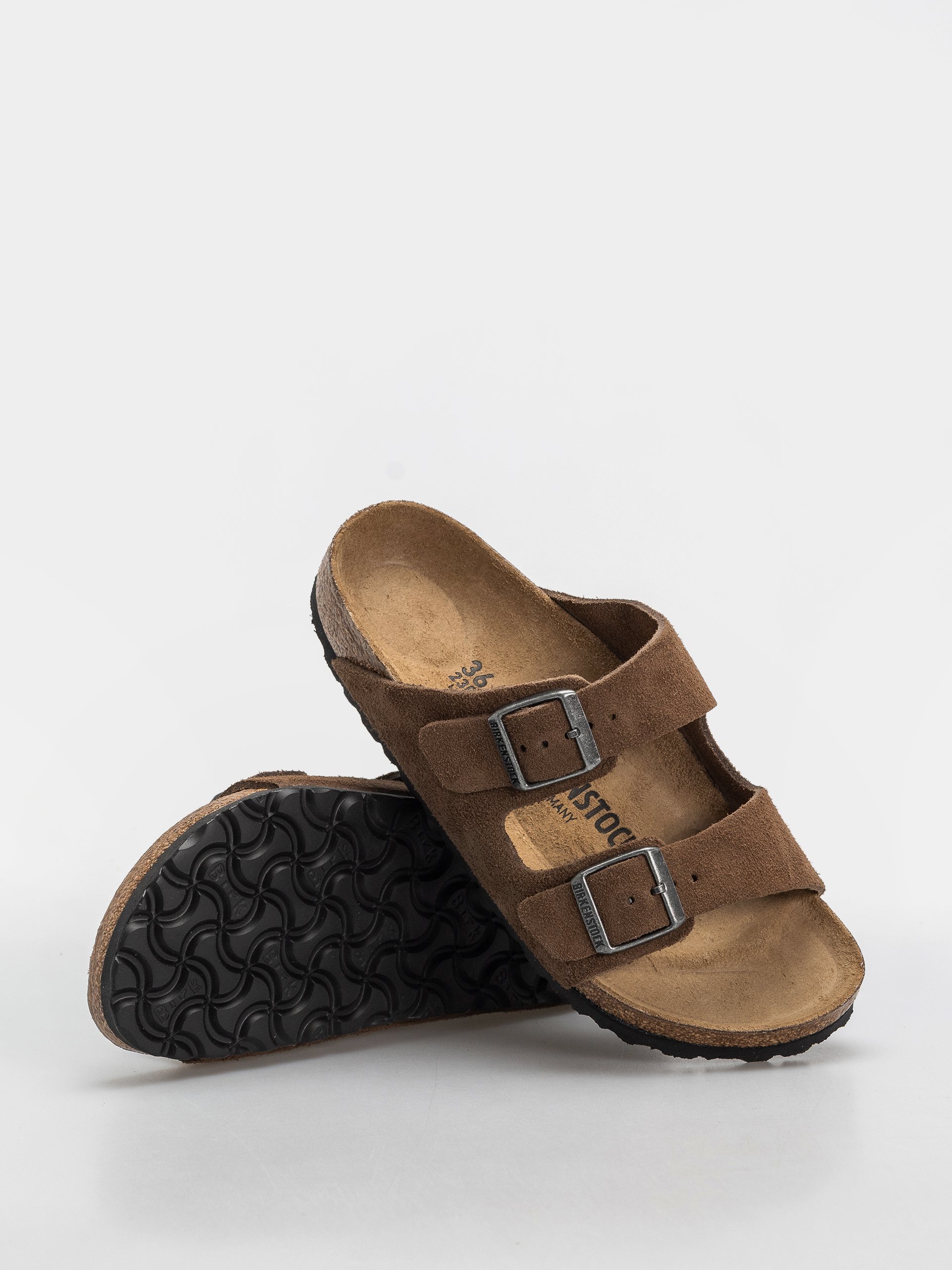 Birkenstock Arizona Suede Leather Narrow Flip-flop papucsok (dark tea)