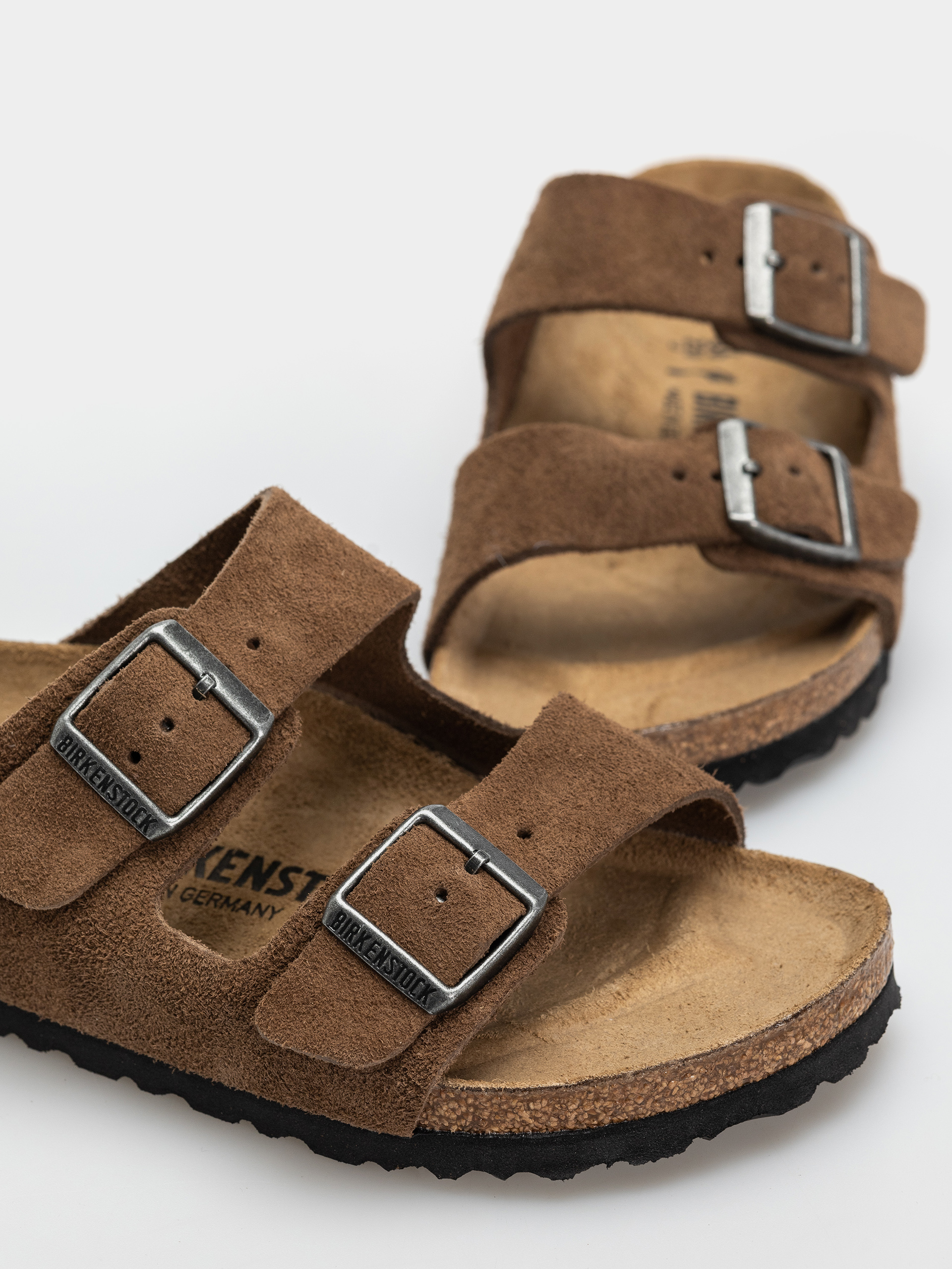 Birkenstock Arizona Suede Leather Narrow Flip-flop papucsok (dark tea)