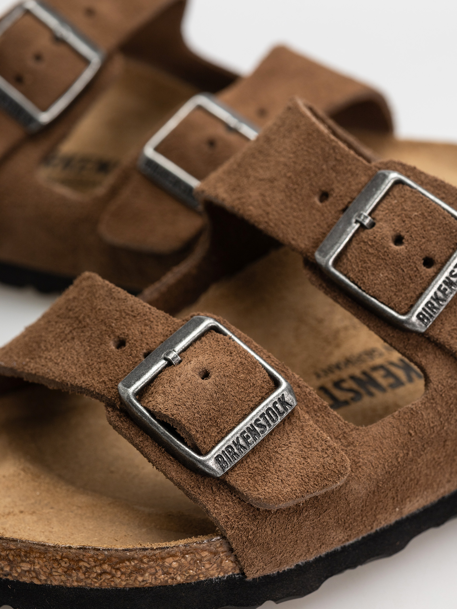 Birkenstock Arizona Suede Leather Narrow Flip-flop papucsok (dark tea)