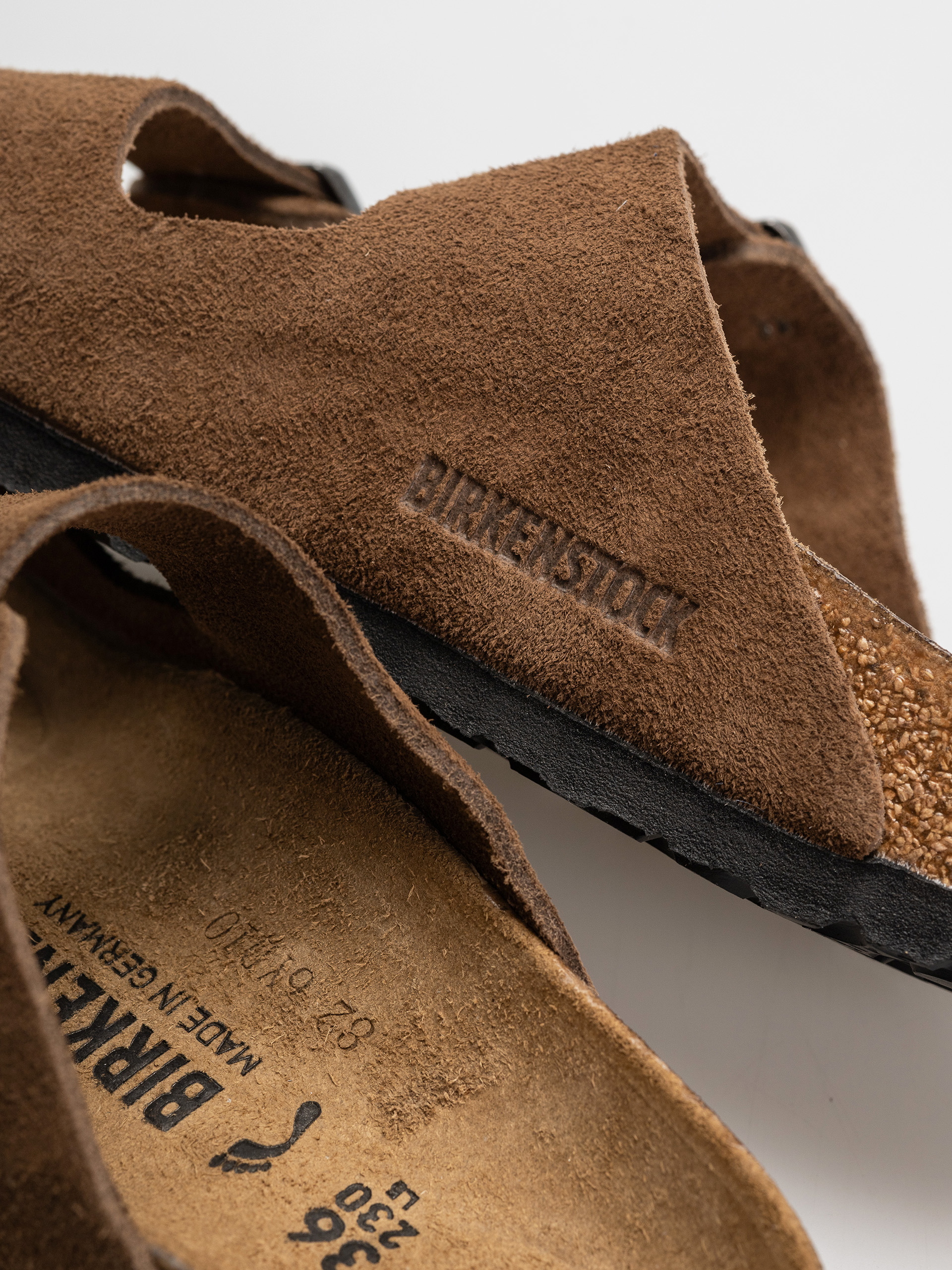 Birkenstock Arizona Suede Leather Narrow Flip-flop papucsok (dark tea)