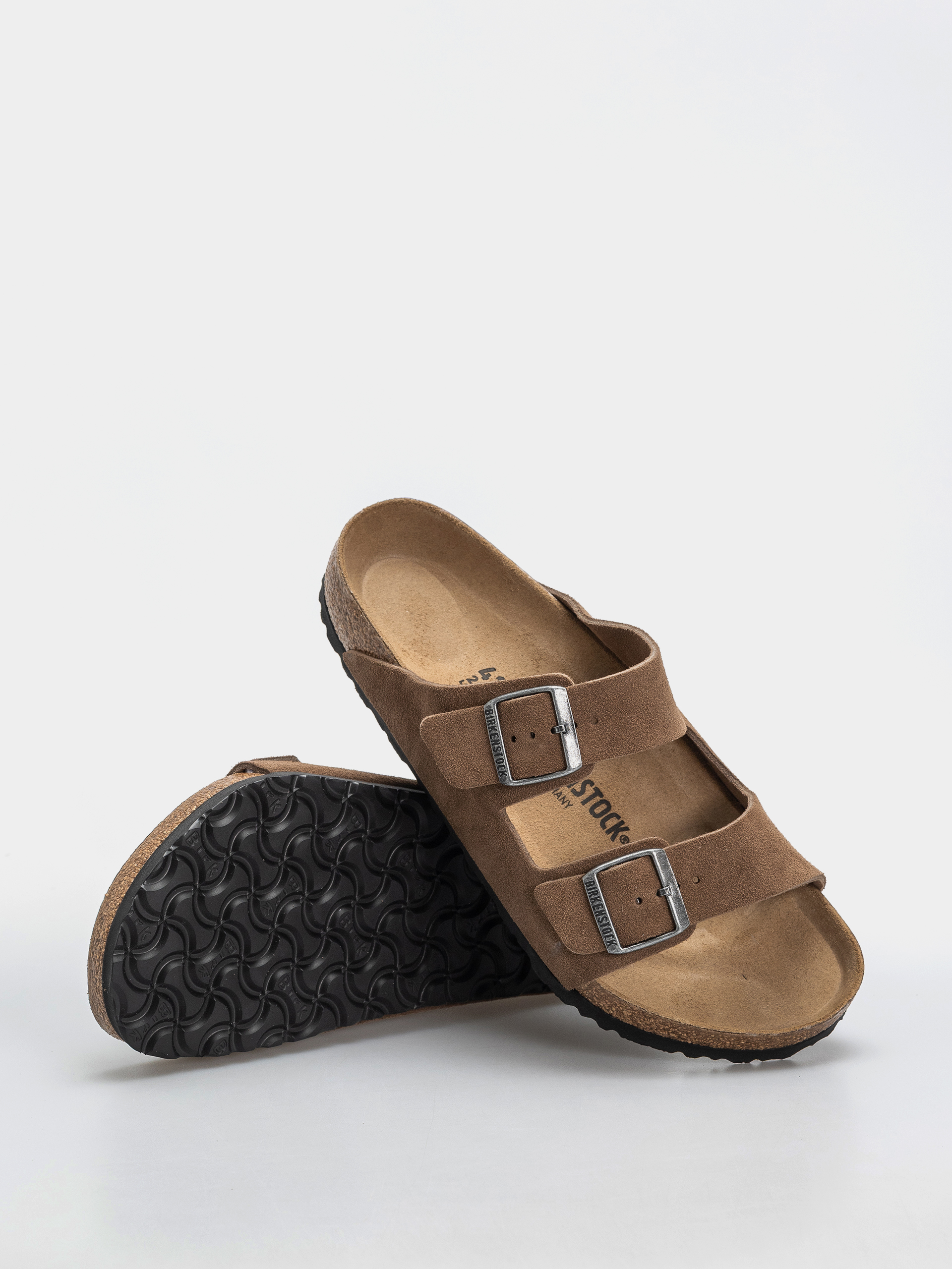 Birkenstock Arizona Suede Leather Regular Flip-flop papucsok (dark tea)