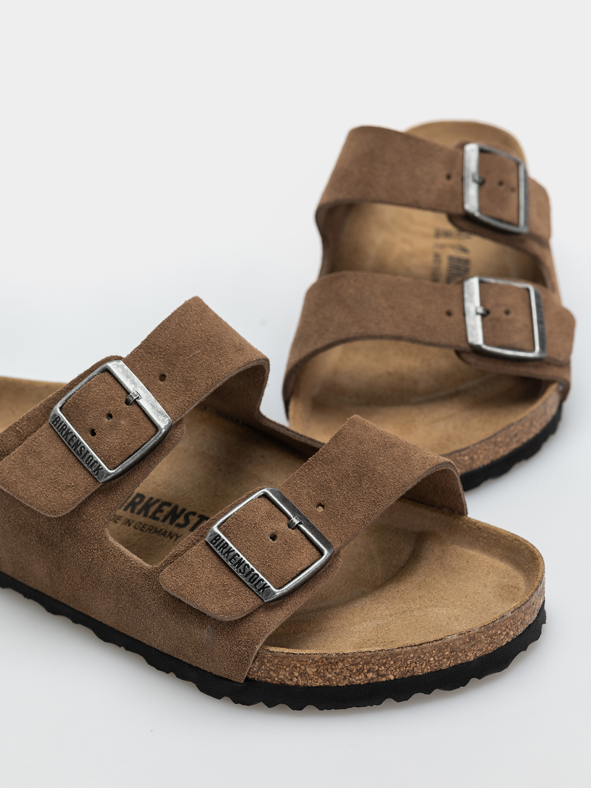 Birkenstock Arizona Suede Leather Regular Flip-flop papucsok (dark tea)