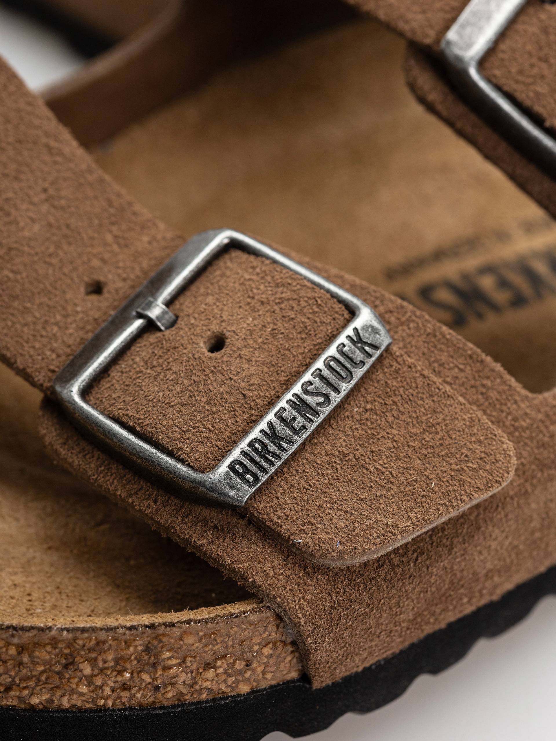 Birkenstock Arizona Suede Leather Regular Flip-flop papucsok (dark tea)