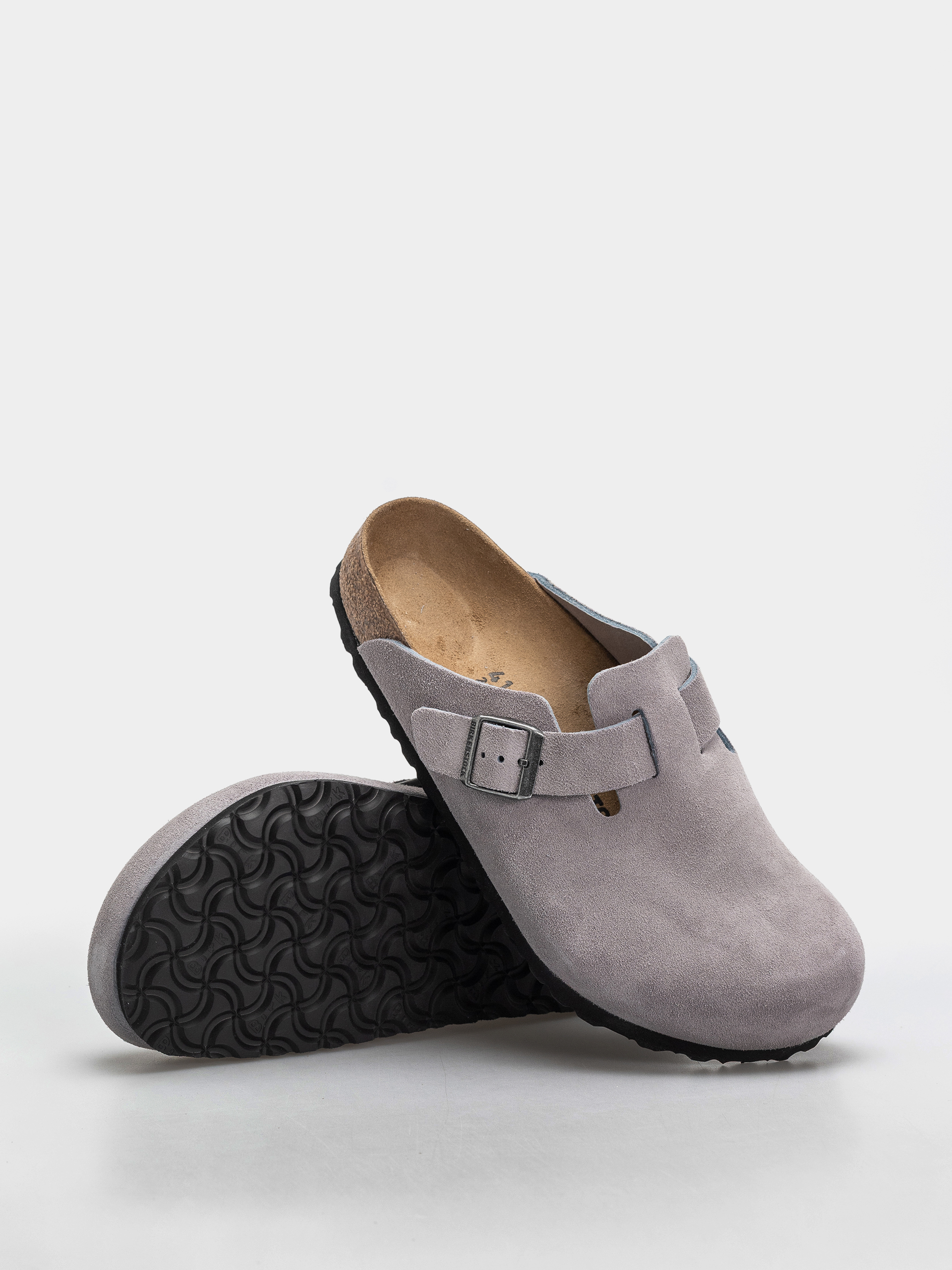 Birkenstock Boston Suede Leather Regular Flip-flop papucsok (lavender sky)