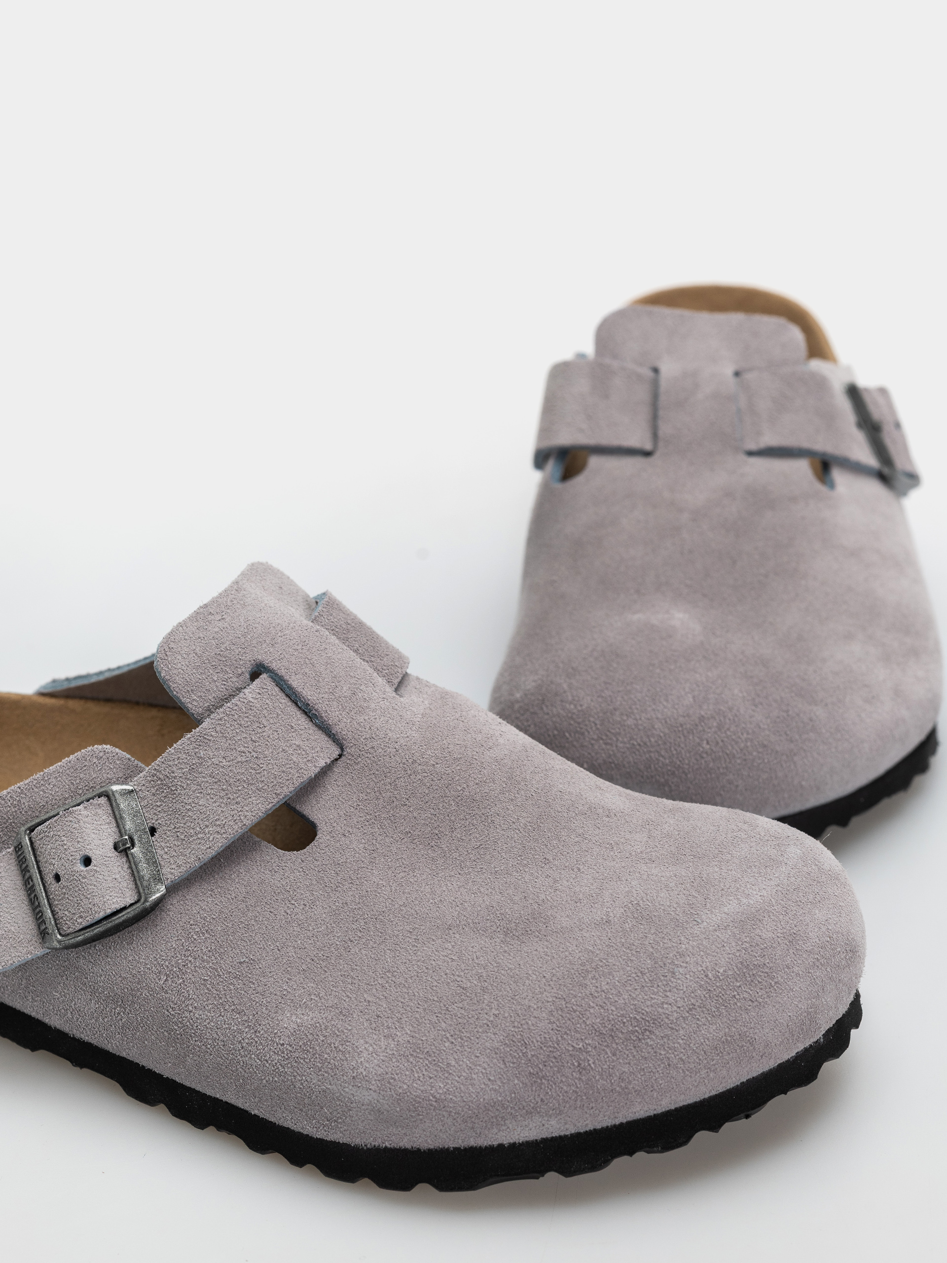 Birkenstock Boston Suede Leather Regular Flip-flop papucsok (lavender sky)