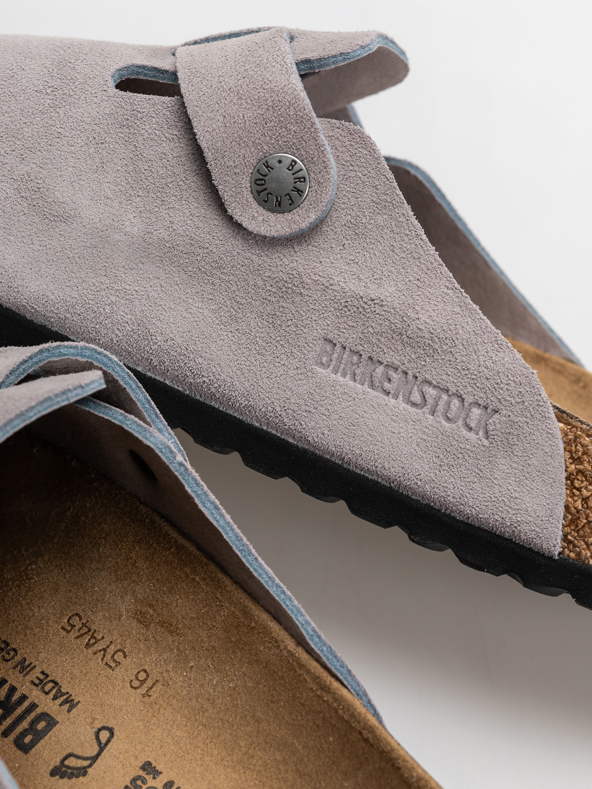 Birkenstock Boston Suede Leather Regular Flip-flop papucsok (lavender sky)