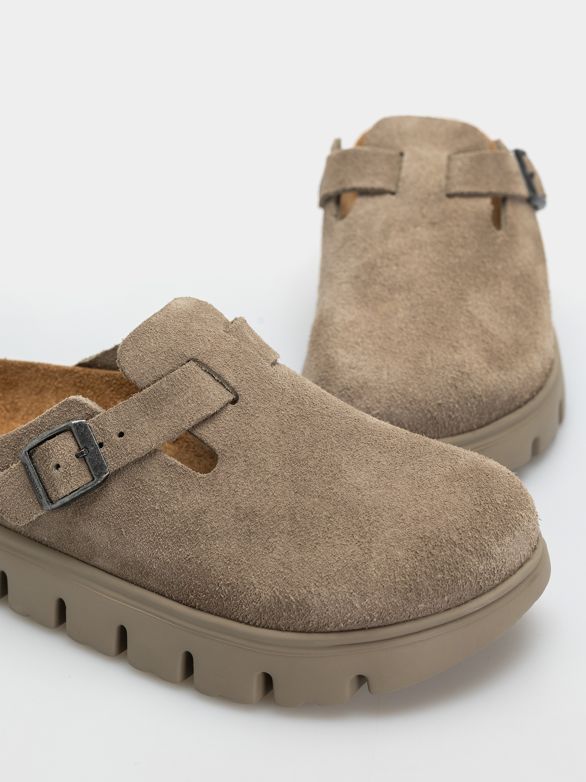 Birkenstock Boston Chunky Suede Leather Narrow Wmn Flip-flop papucsok (taupe)