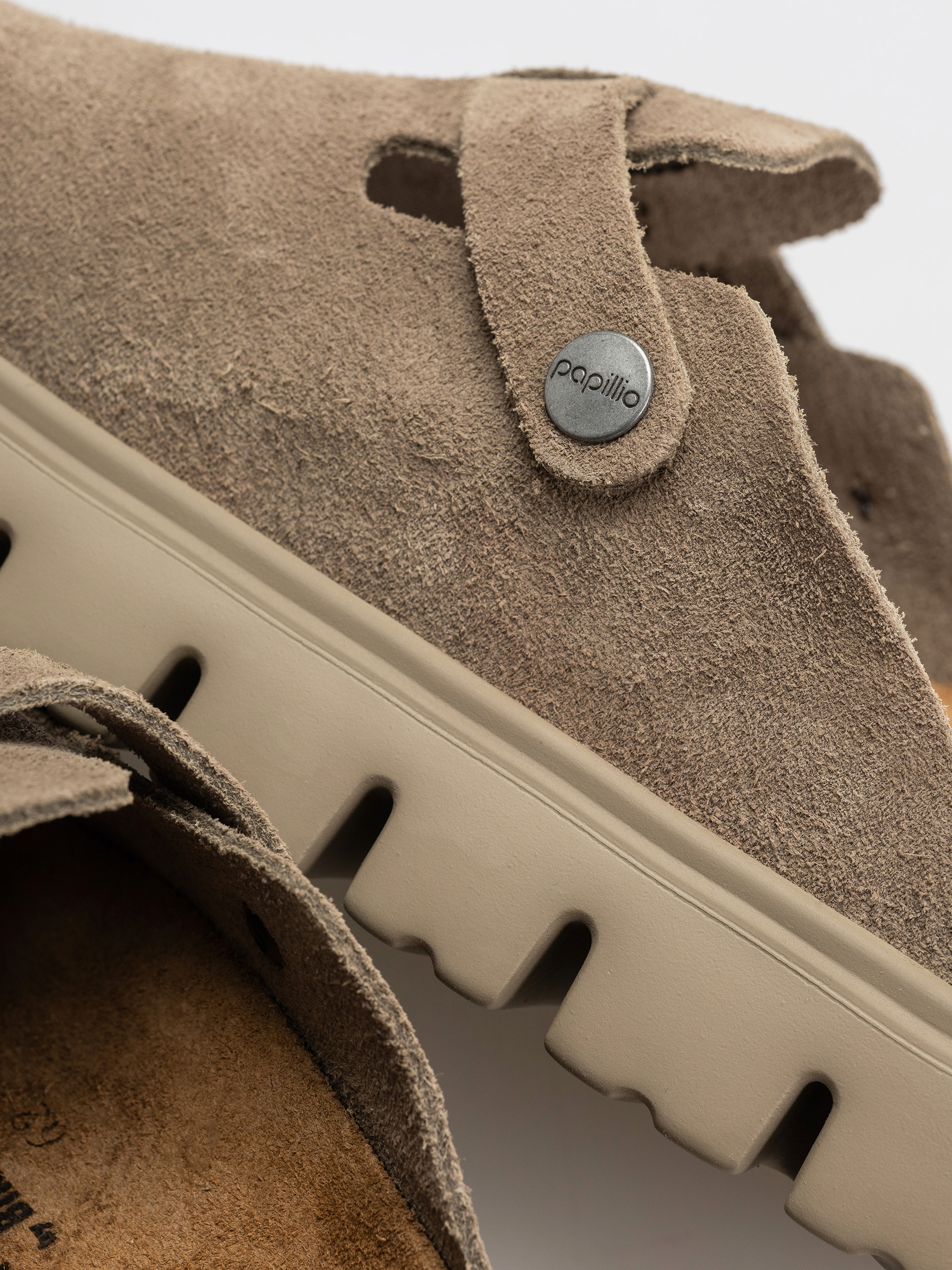 Birkenstock Boston Chunky Suede Leather Narrow Wmn Flip-flop papucsok (taupe)