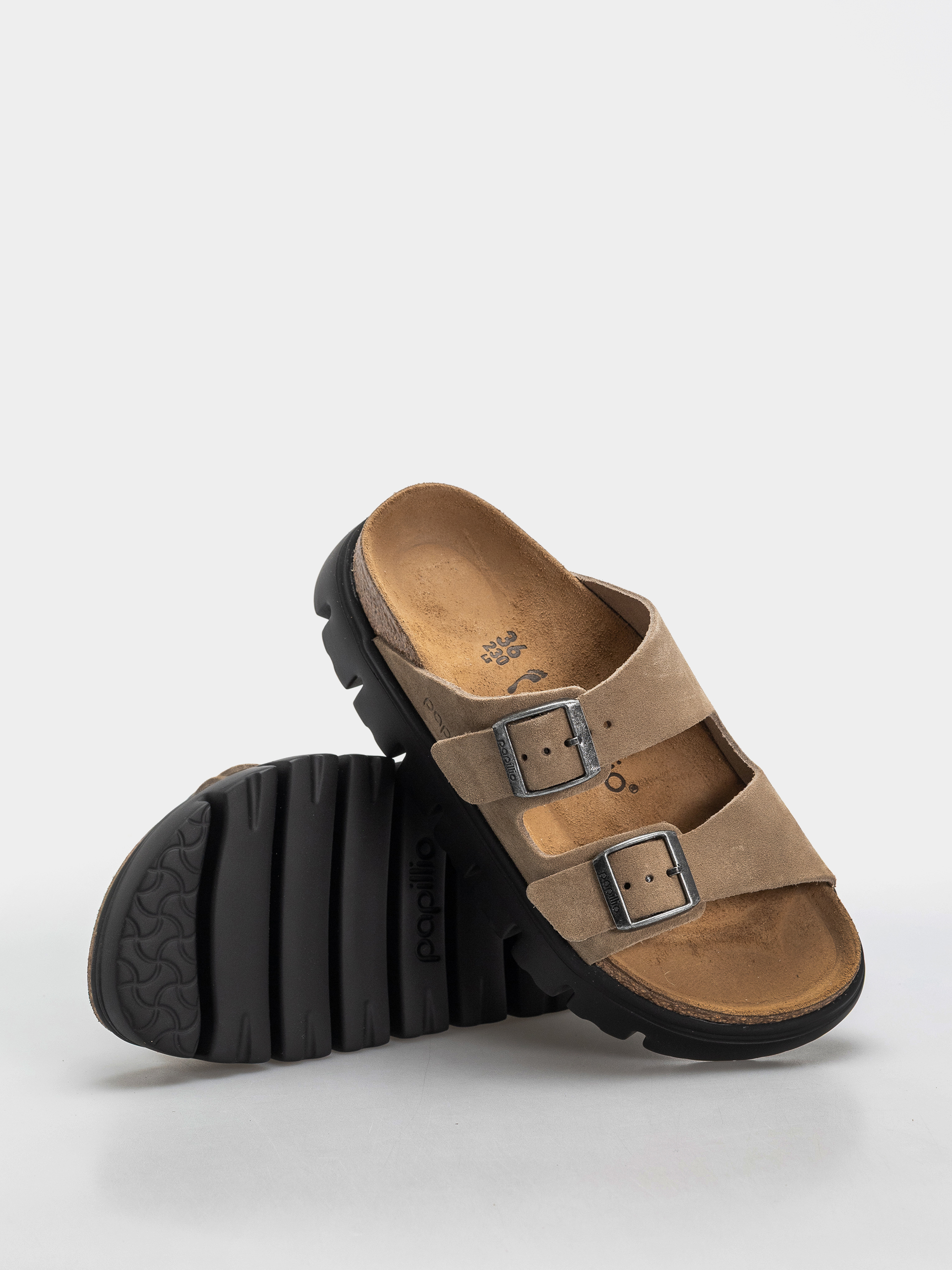 Birkenstock Arizona Chunky Suede Leather Narrow Wmn Flip-flop papucsok (gray taupe)