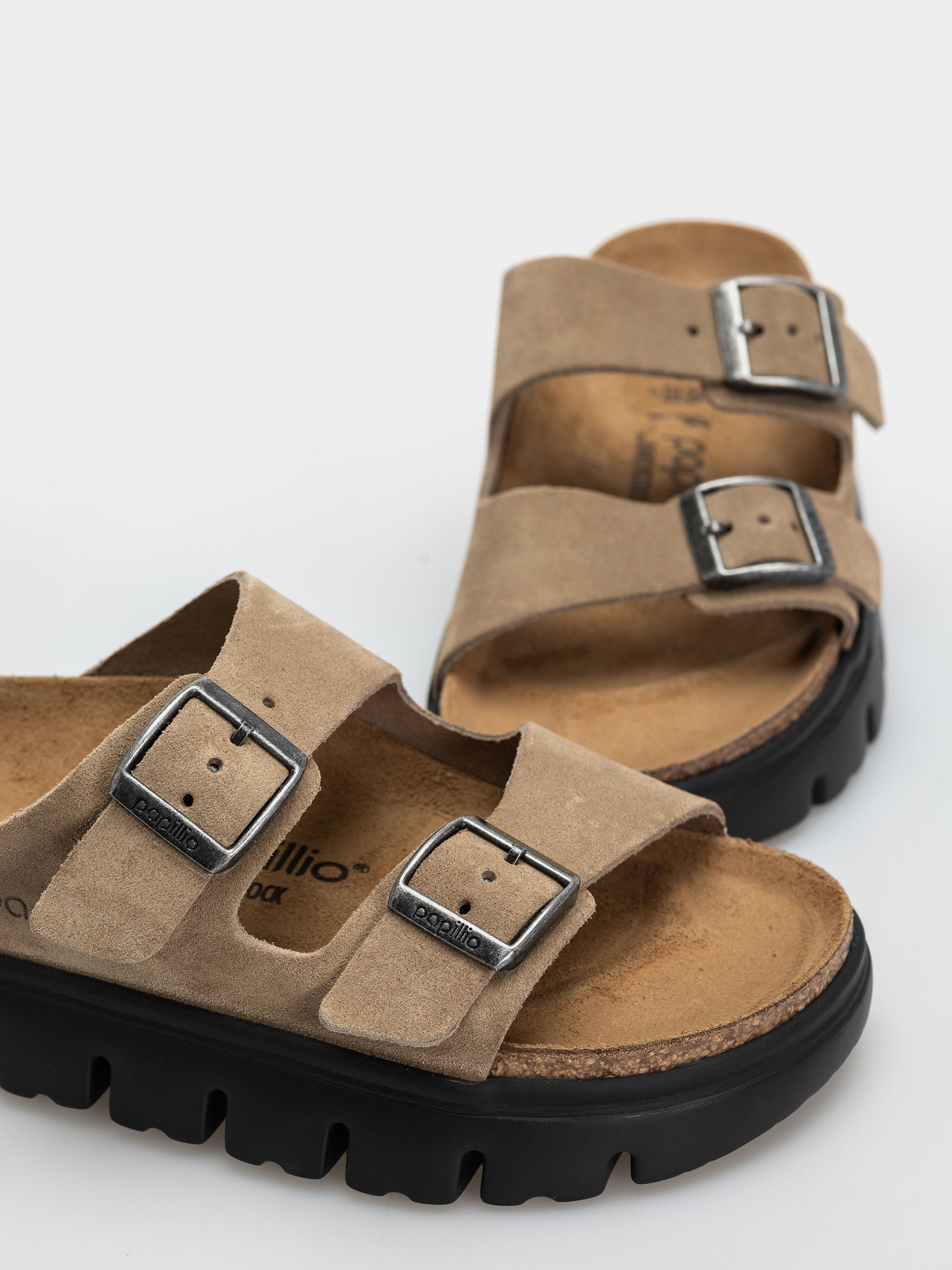 Birkenstock Arizona Chunky Suede Leather Narrow Wmn Flip-flop papucsok (gray taupe)