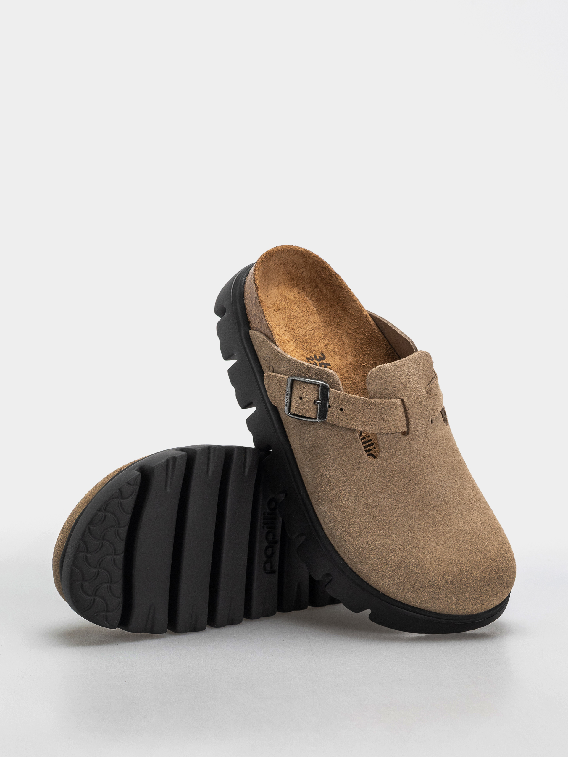 Birkenstock Boston Chunky Suede Leather Narrow Wmn Flip-flop papucsok (gray taupe)