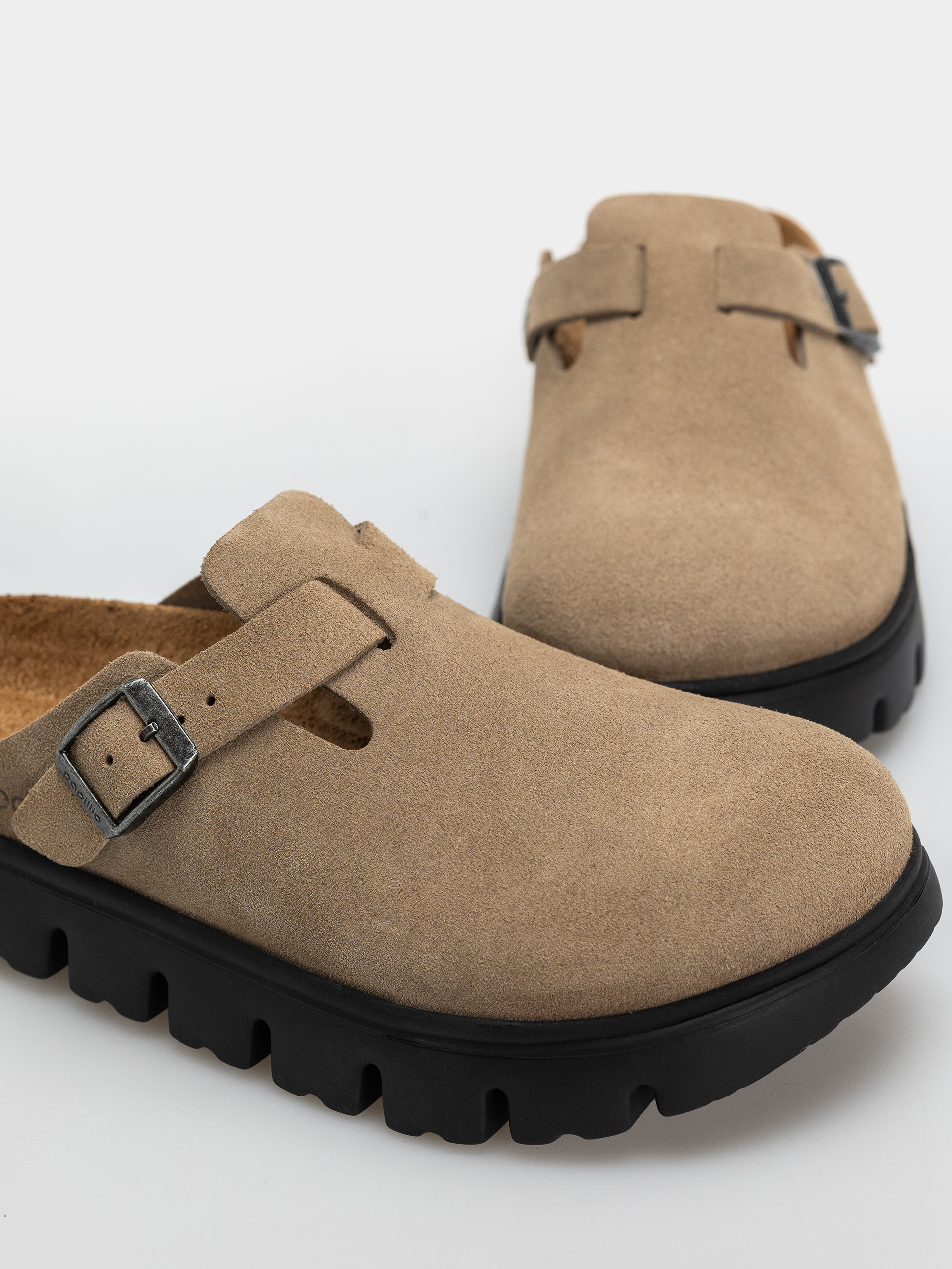 Birkenstock Boston Chunky Suede Leather Narrow Wmn Flip-flop papucsok (gray taupe)
