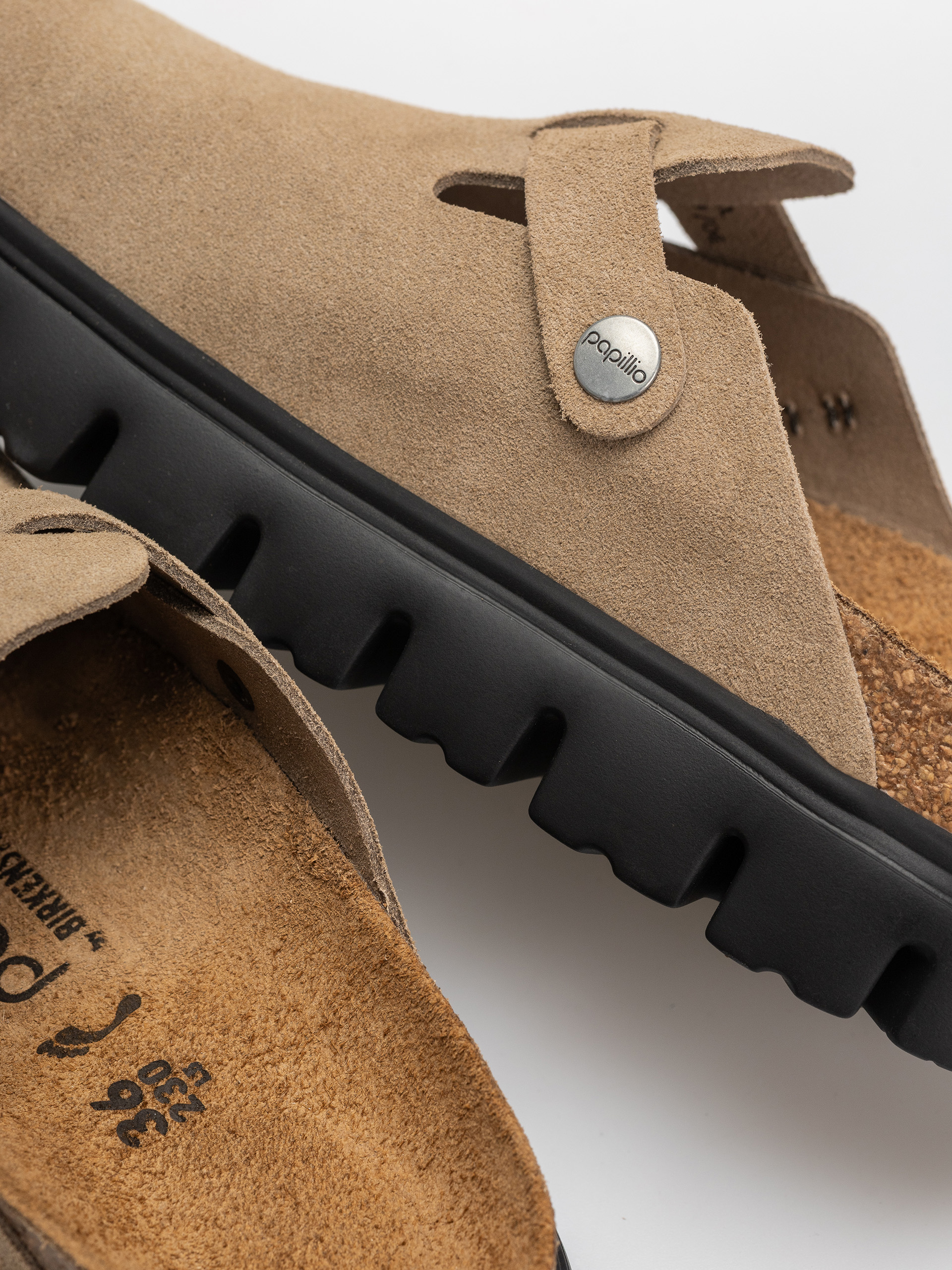 Birkenstock Boston Chunky Suede Leather Narrow Wmn Flip-flop papucsok (gray taupe)