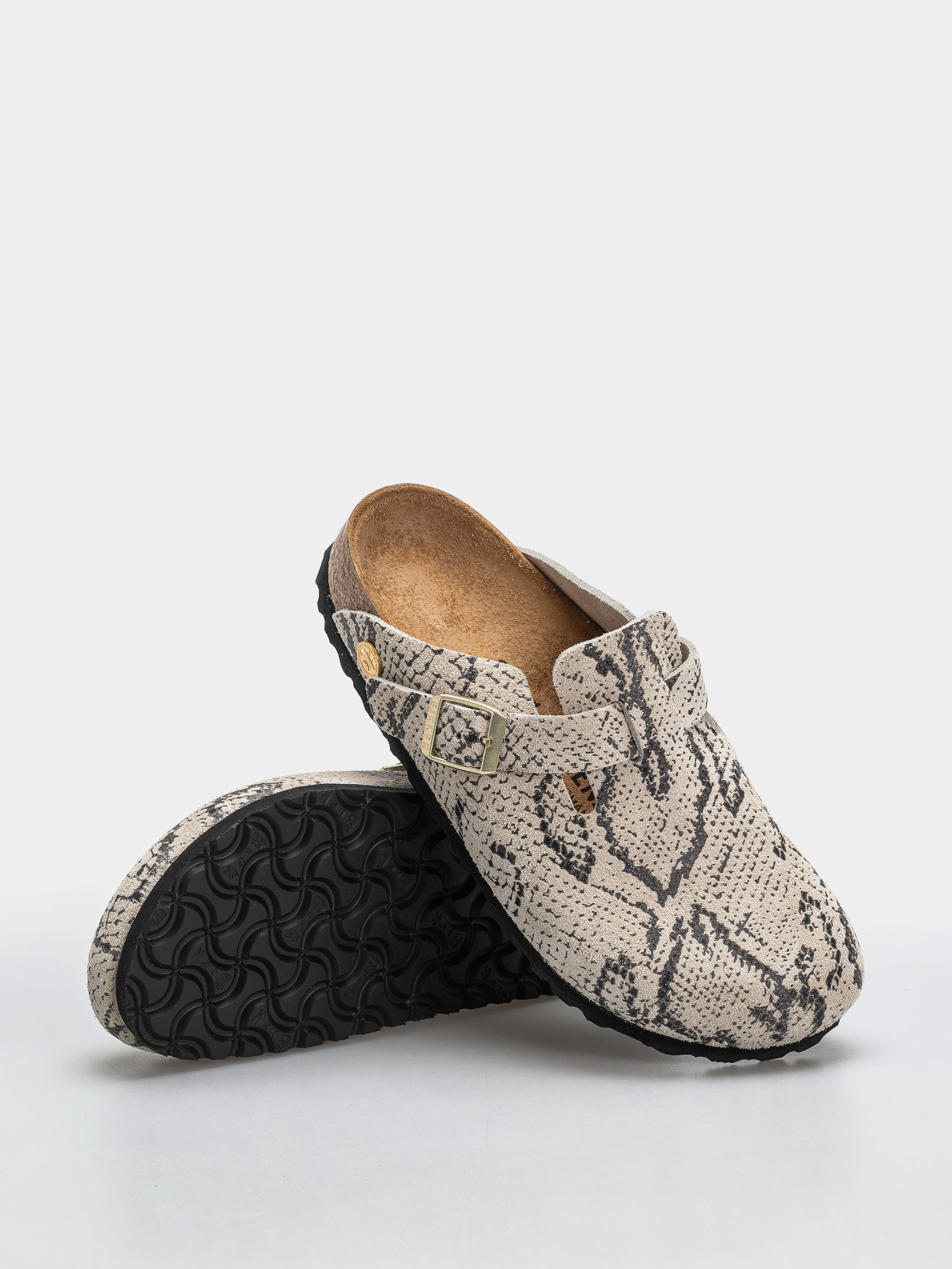 Birkenstock Boston Rivet Logo Suede Leather Narrow Wmn Flip-flop papucsok (snake oyster)