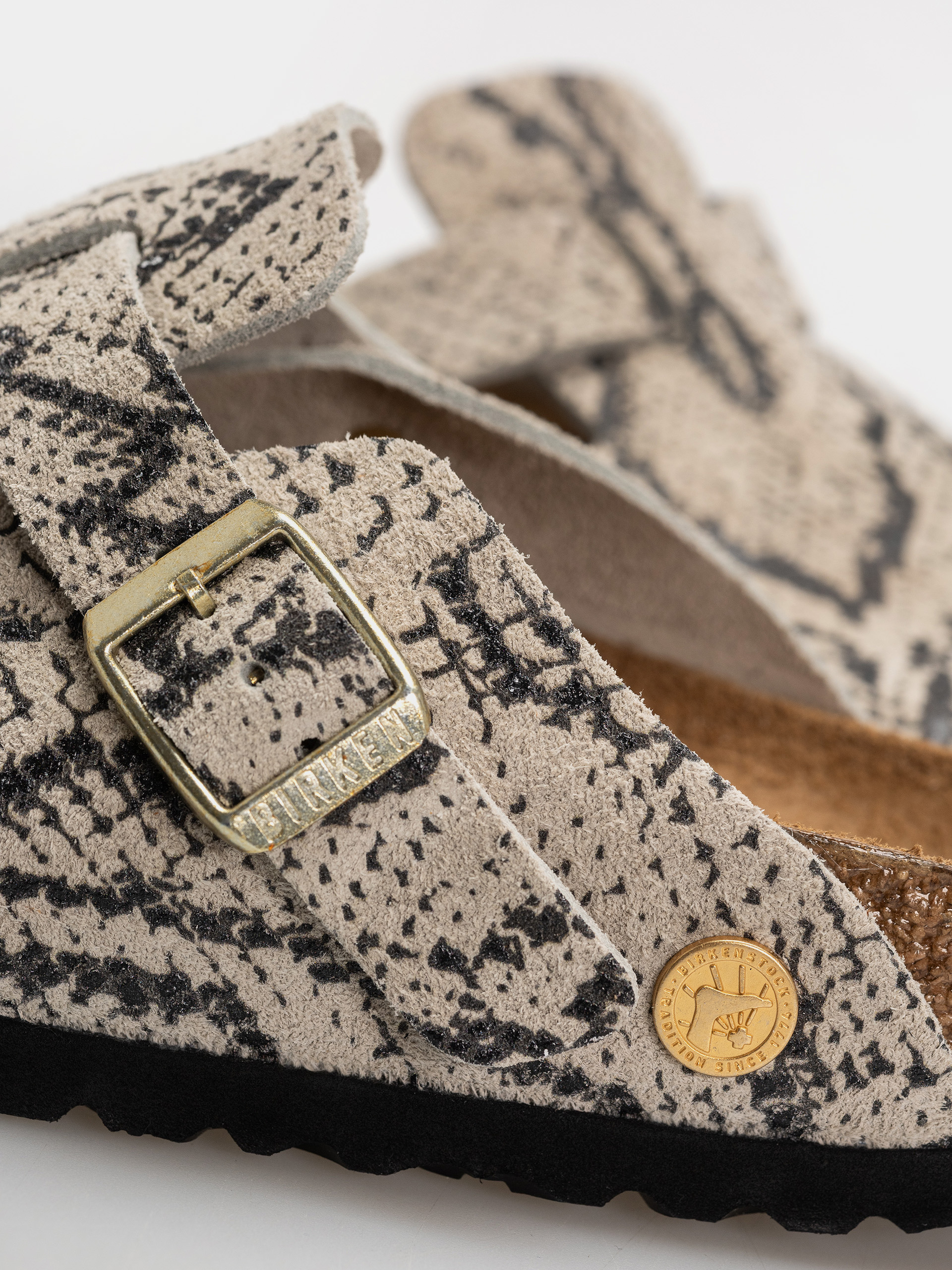 Birkenstock Boston Rivet Logo Suede Leather Narrow Wmn Flip-flop papucsok (snake oyster)