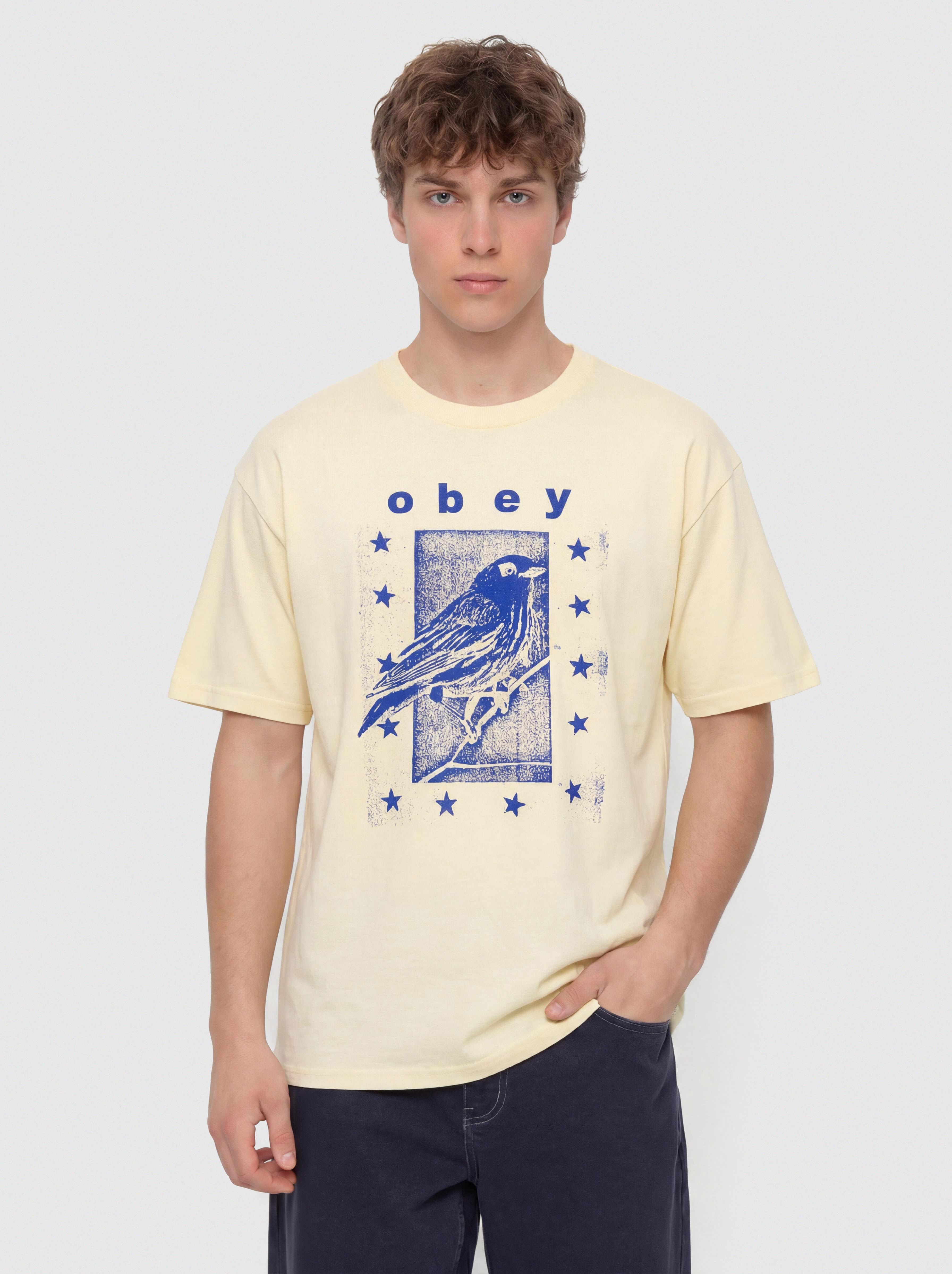 Póló OBEY Fly Away (pale yellow)