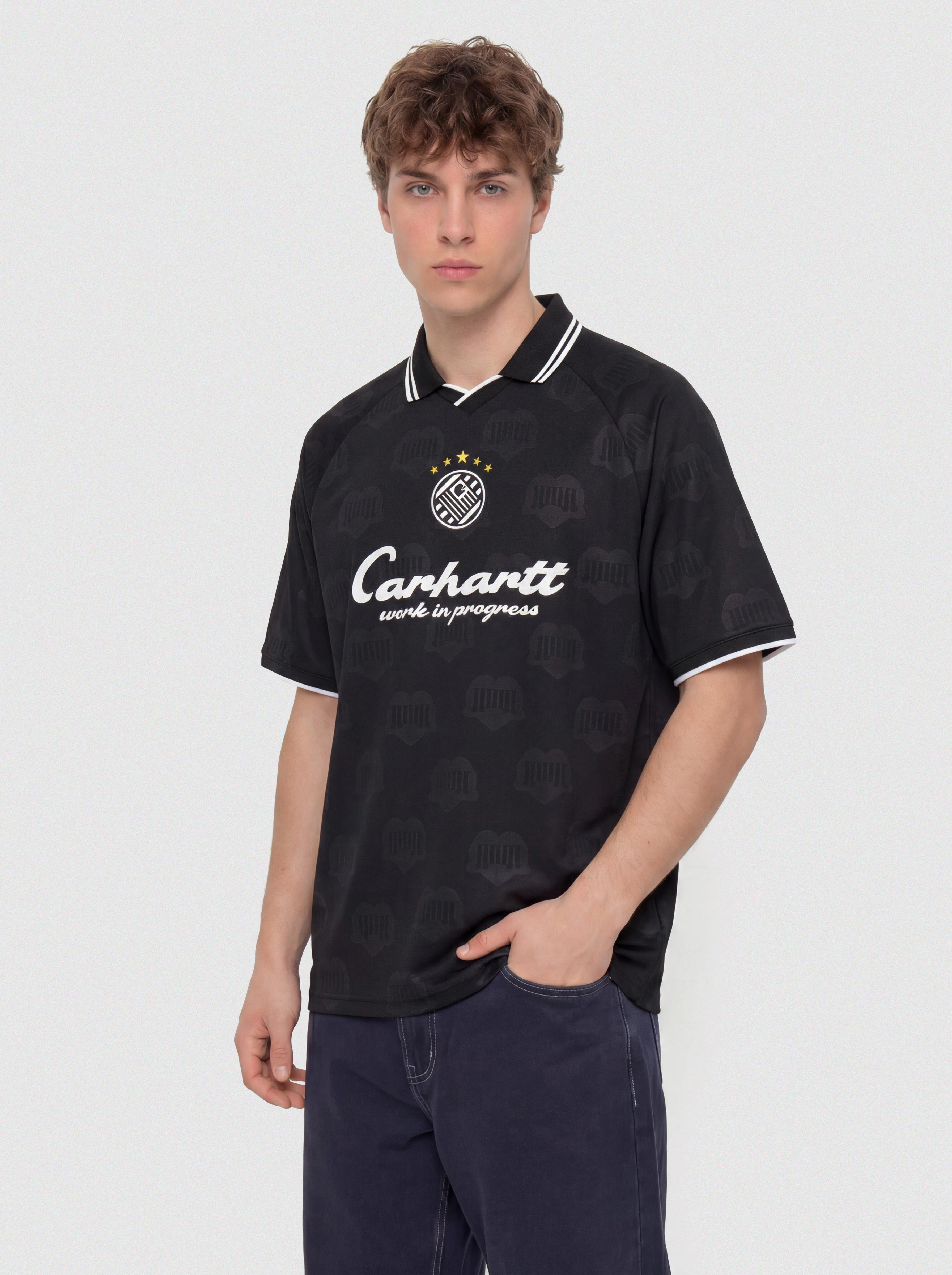 Carhartt WIP Terrace Football Póló (heart train jacquard black)