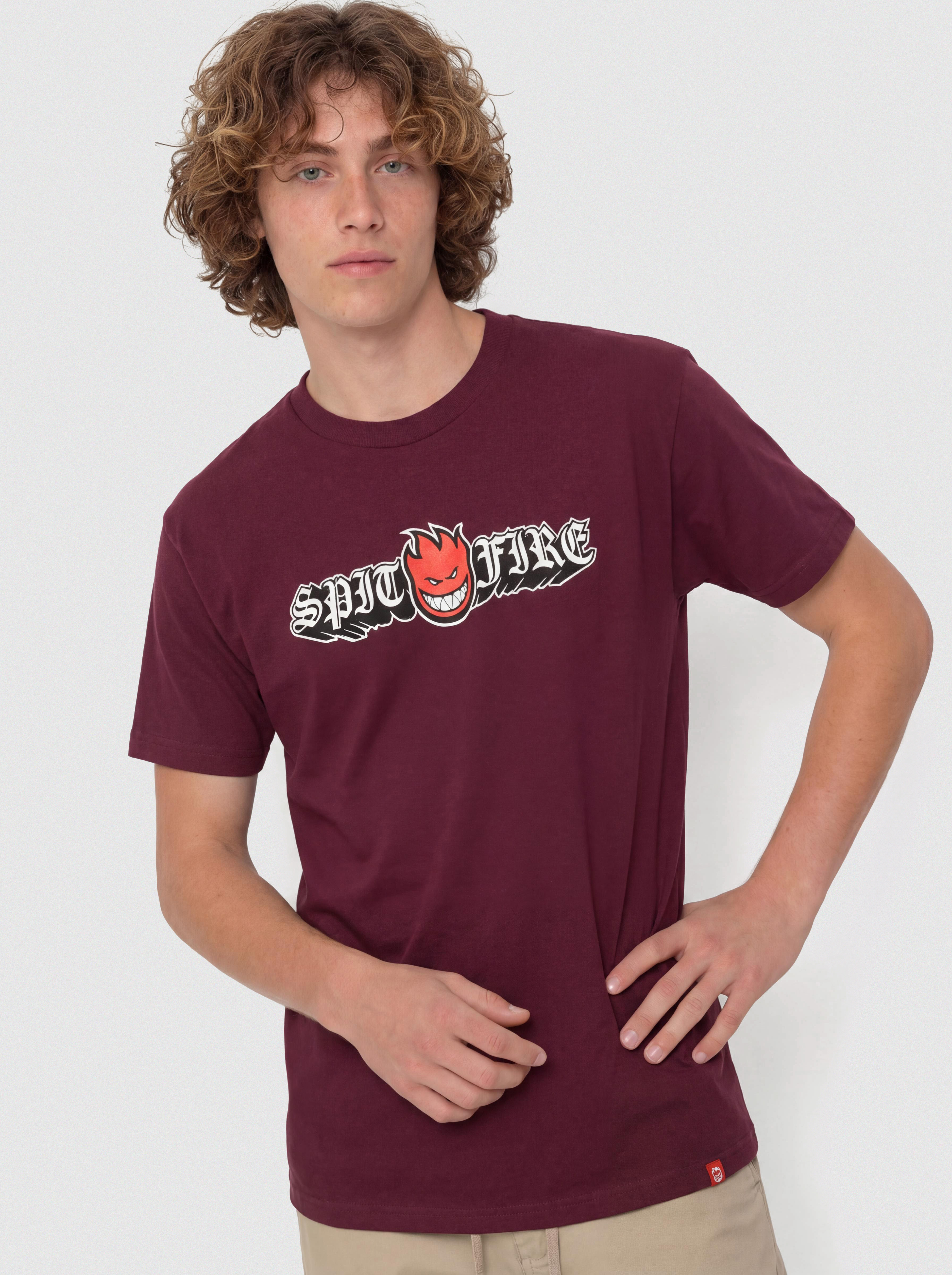 Póló Spitfire Old E Drop Bighead (burgundy w/red black & white print)