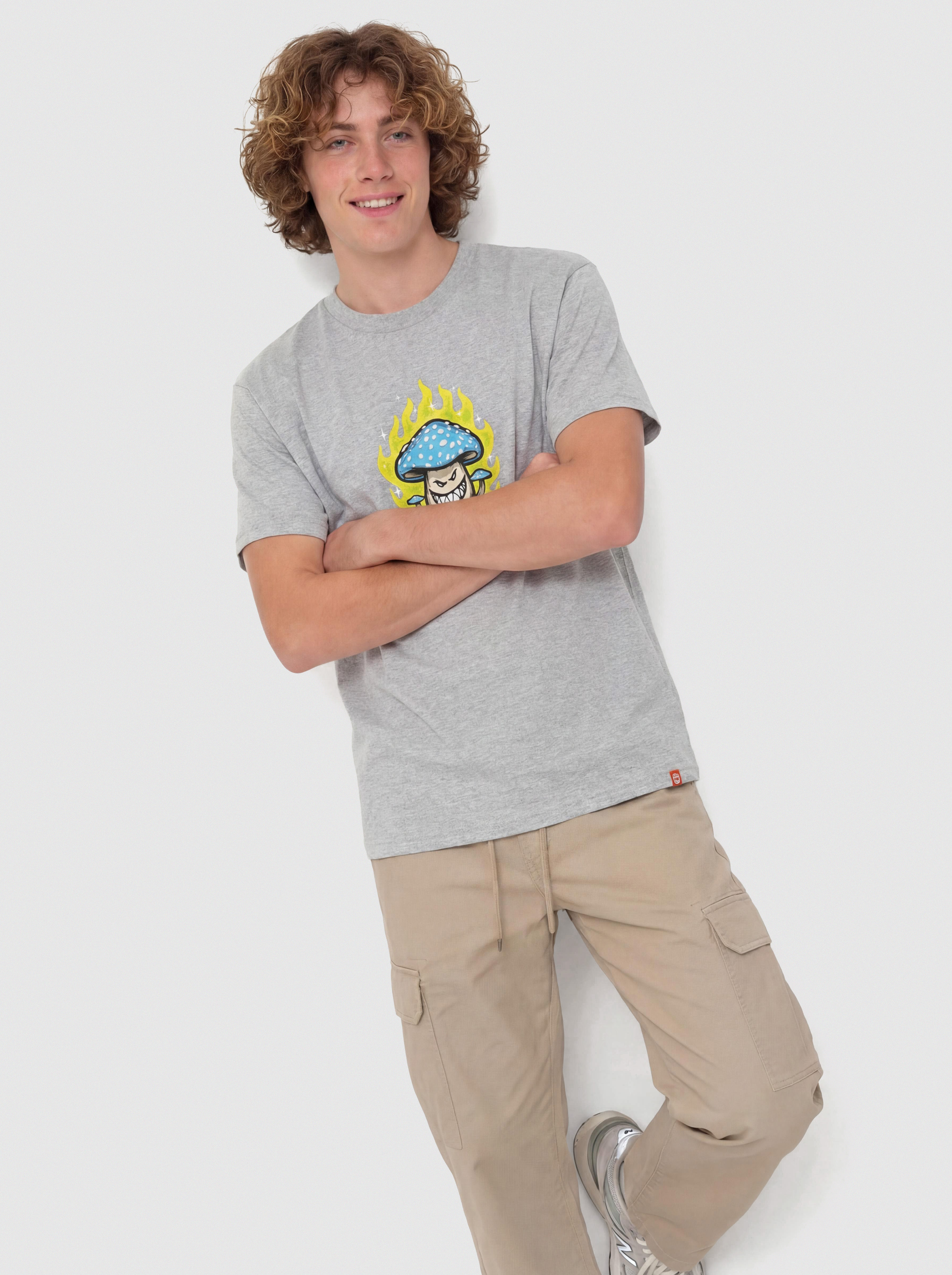Póló Spitfire Mushroom Bighead (heather grey w/multi color print)