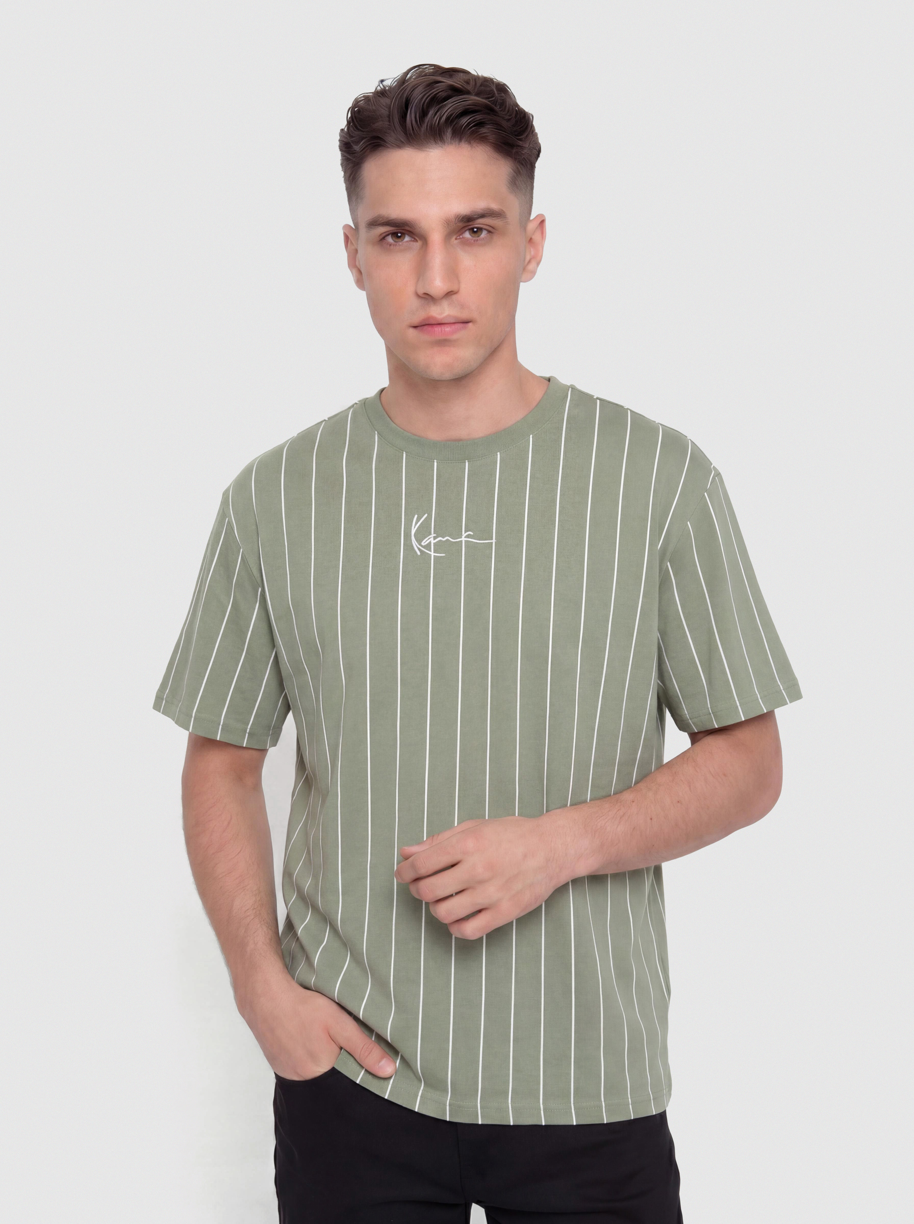 Karl Kani Small Signature Pinstripe Pu00f3lu00f3 (green)