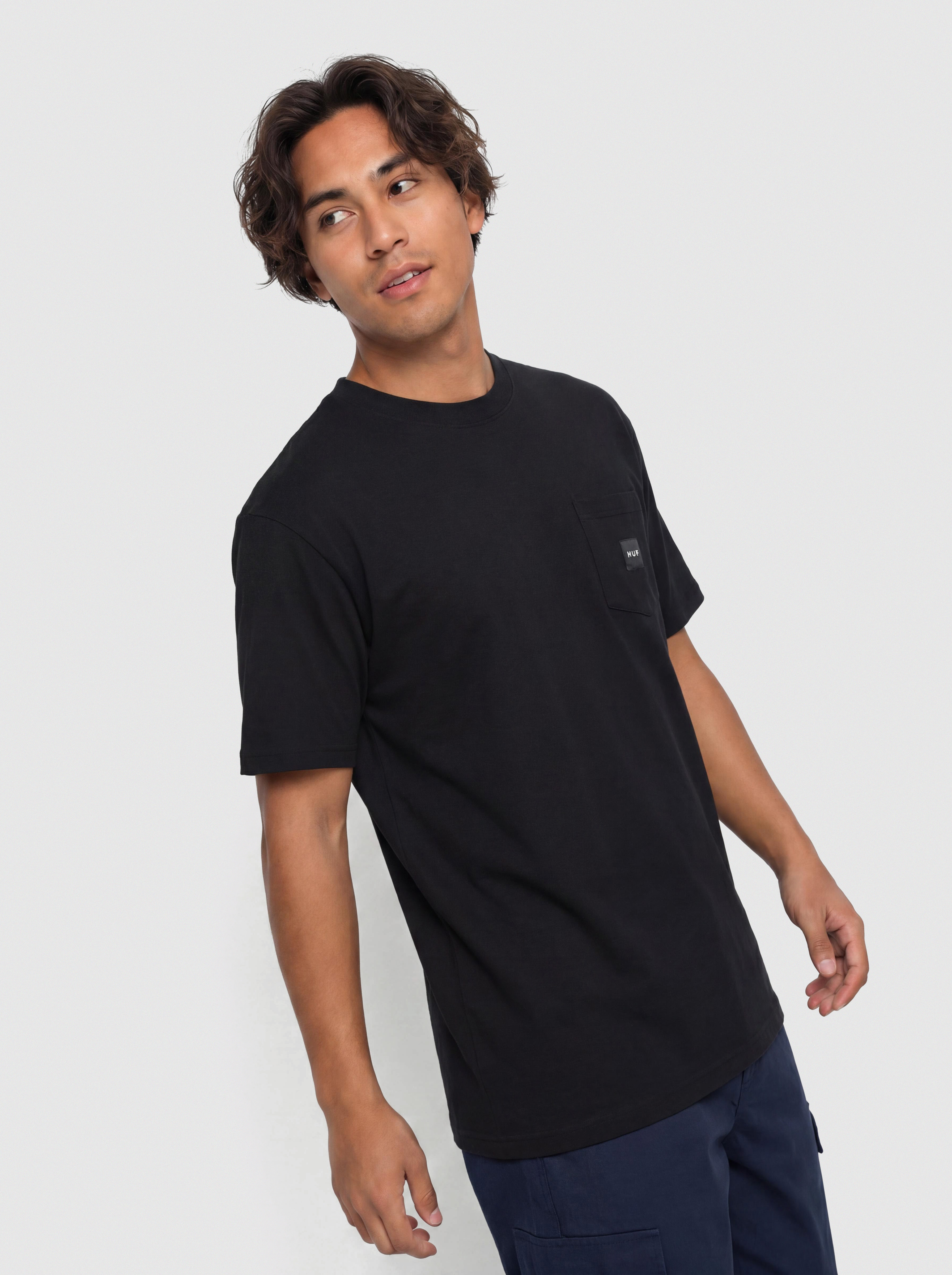 HUF Box Logo Pocket Póló (black/black)