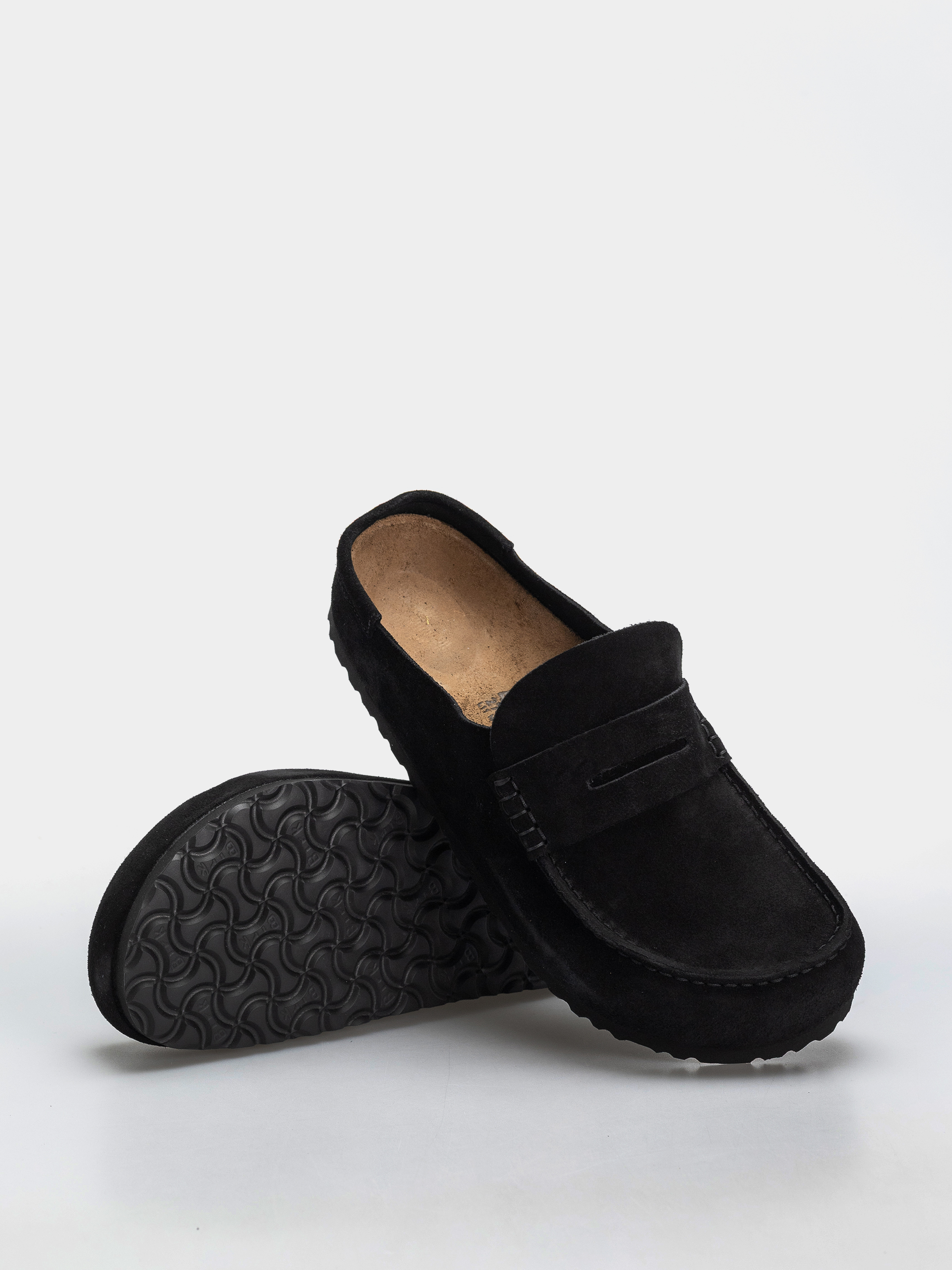 Birkenstock Naples Wrapped Suede Leather Regular Flip-flop papucsok (black)