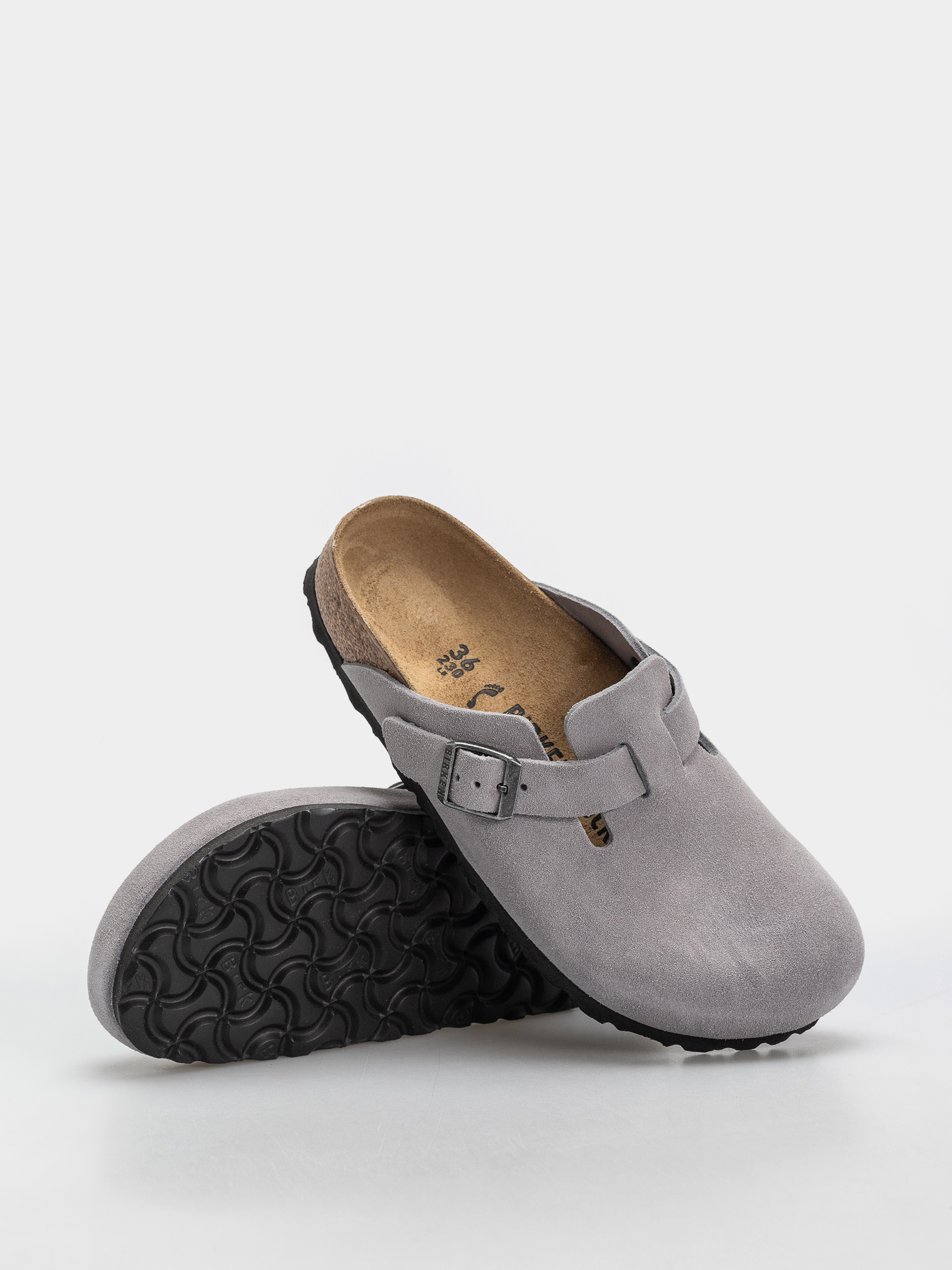 Birkenstock Boston Suede Leather Narrow Flip-flop papucsok (lavender sky)