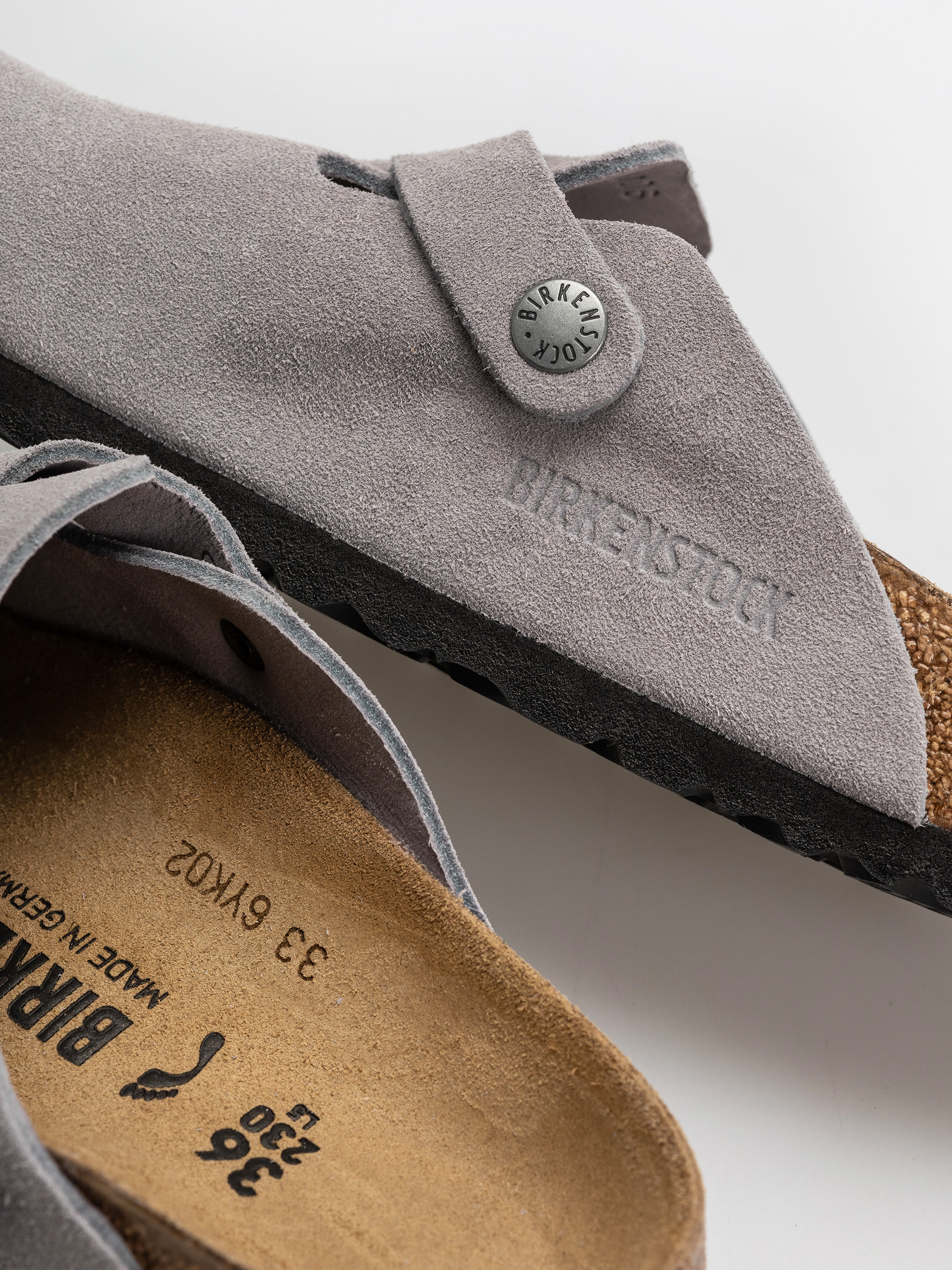 Birkenstock Boston Suede Leather Narrow Flip-flop papucsok (lavender sky)