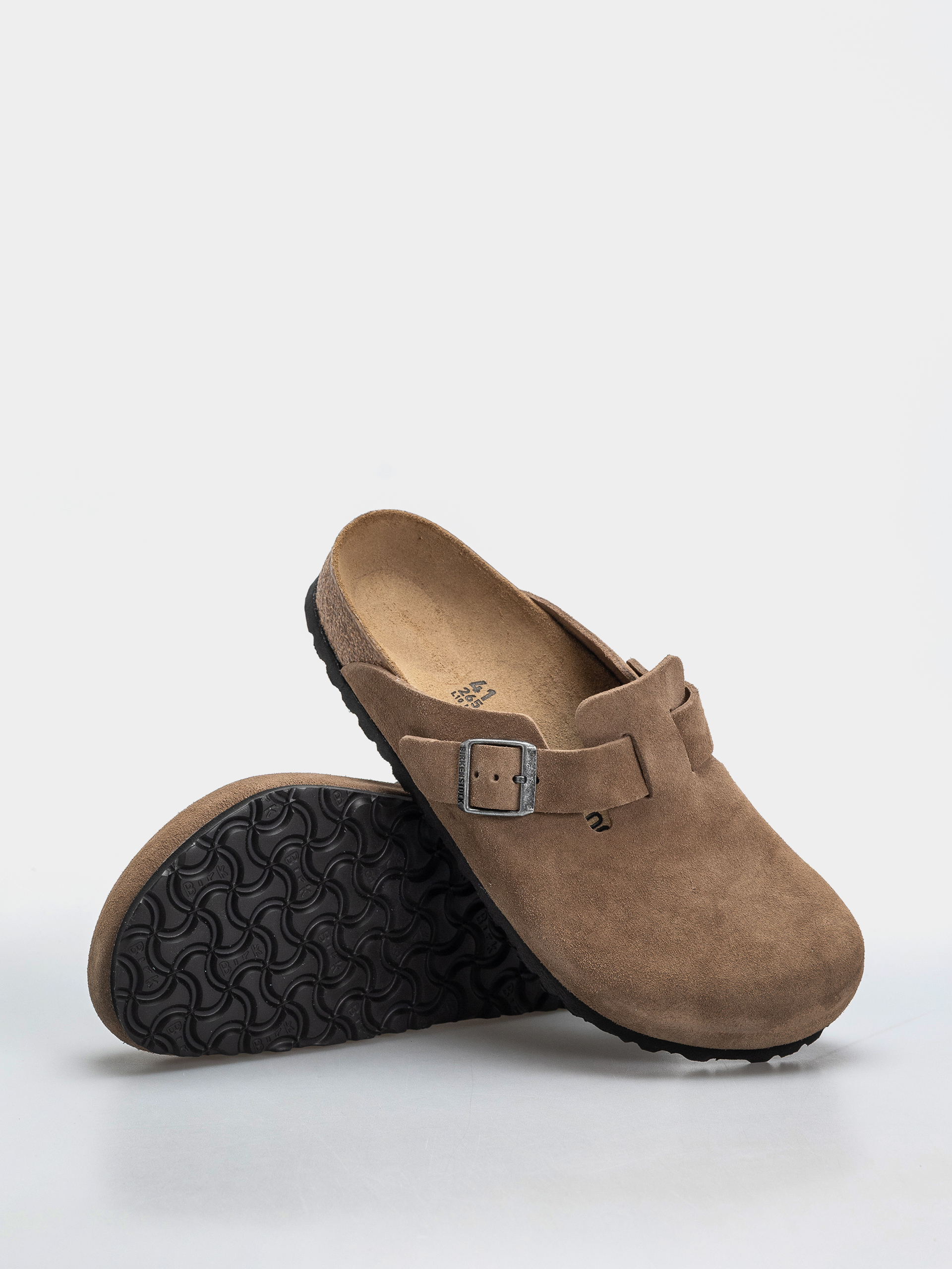 Birkenstock Boston Suede Leather Regular Flip-flop papucsok (dark tea)