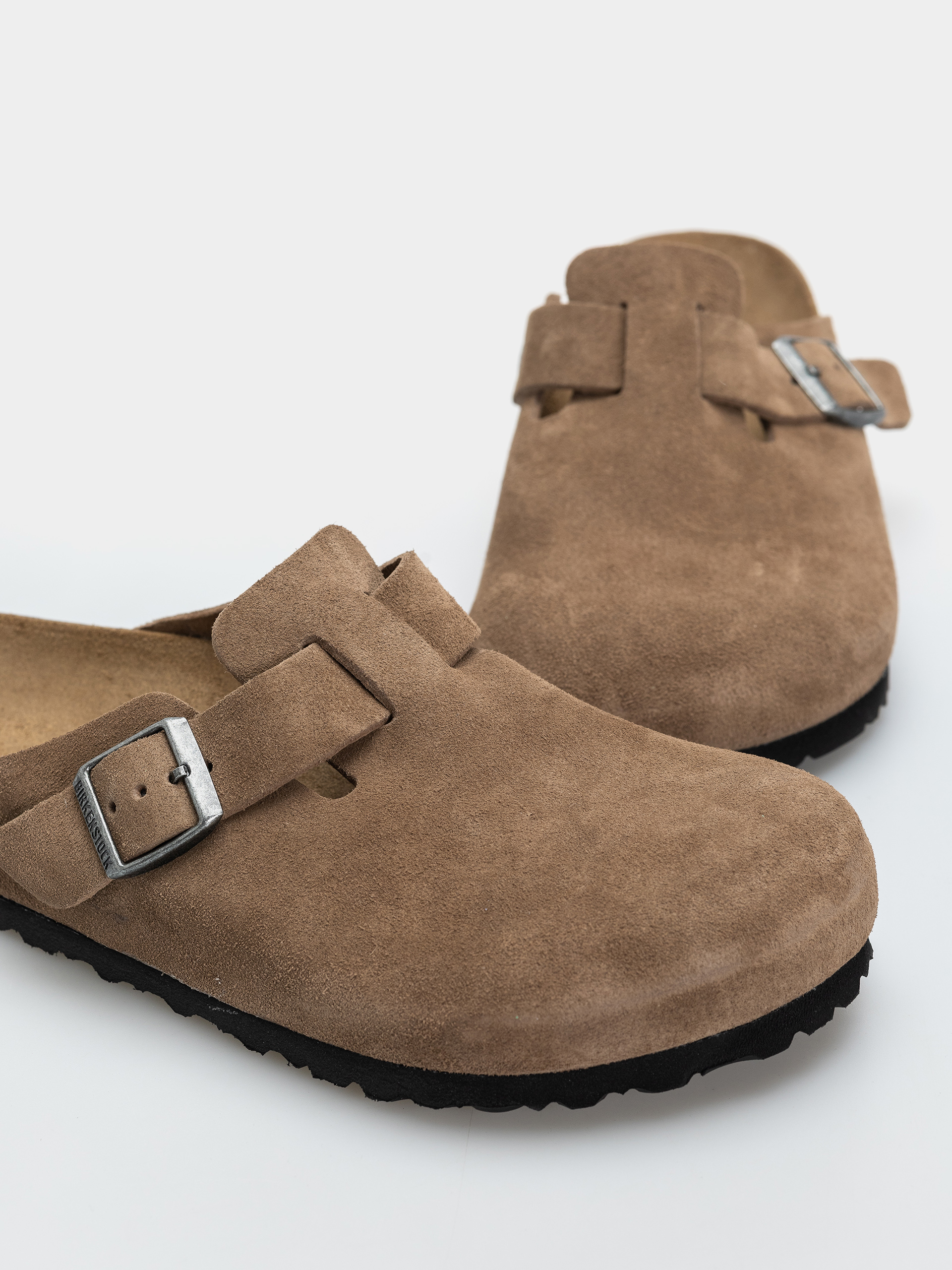 Birkenstock Boston Suede Leather Regular Flip-flop papucsok (dark tea)