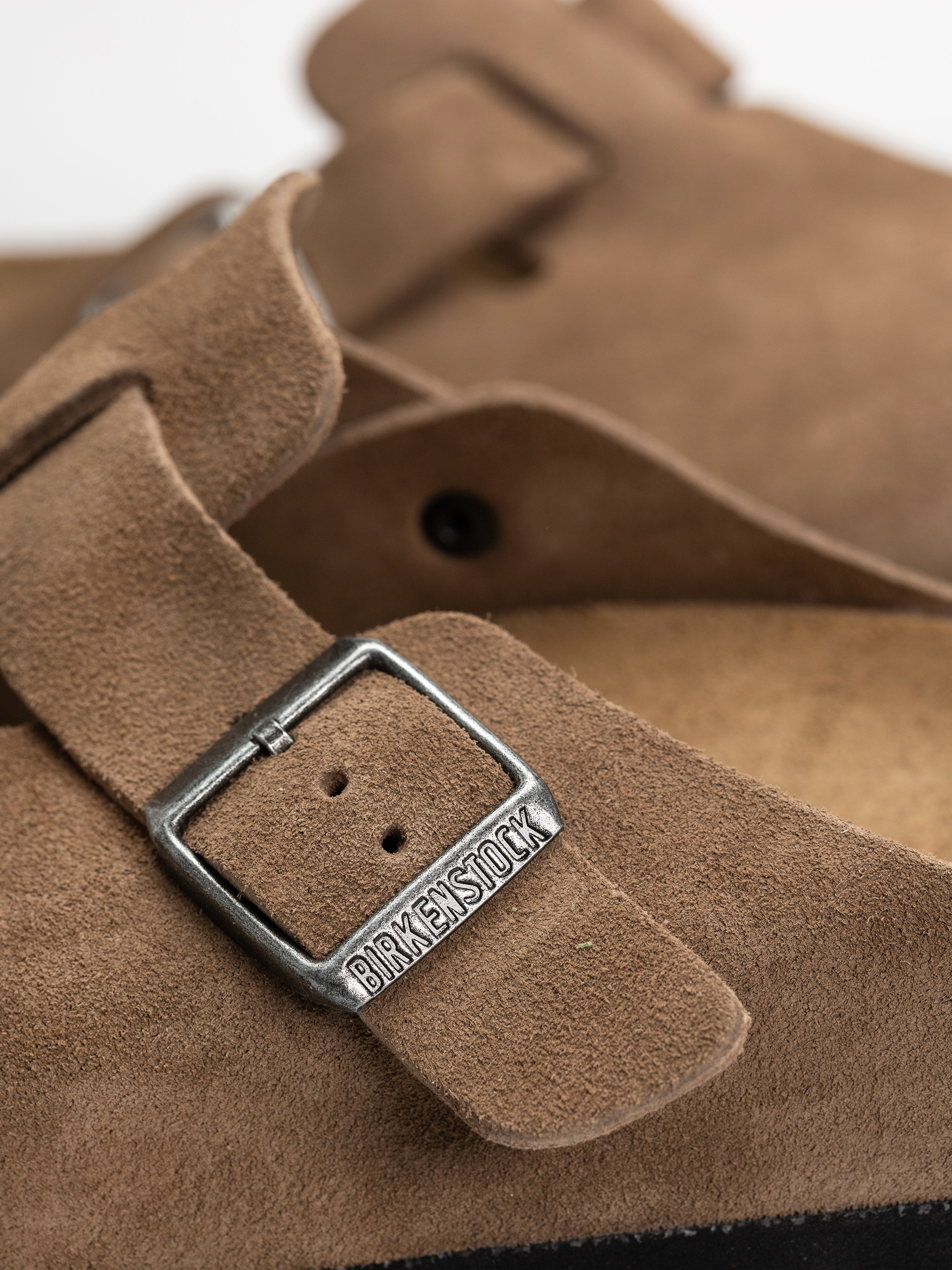 Birkenstock Boston Suede Leather Regular Flip-flop papucsok (dark tea)