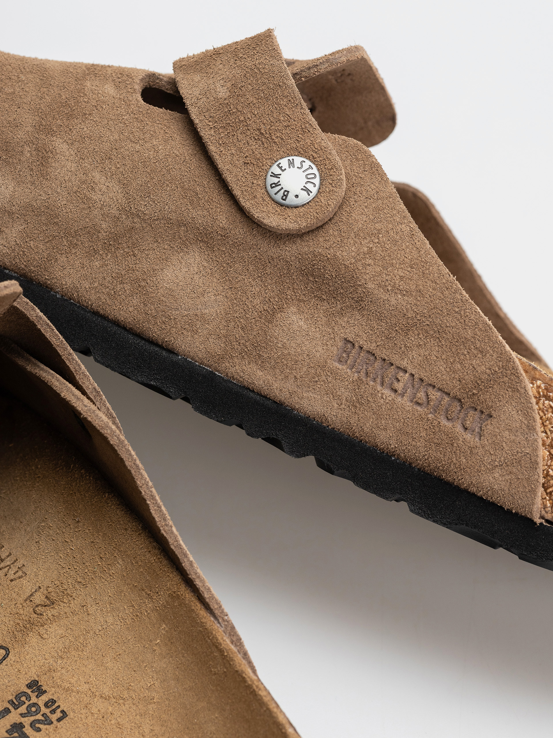 Birkenstock Boston Suede Leather Regular Flip-flop papucsok (dark tea)