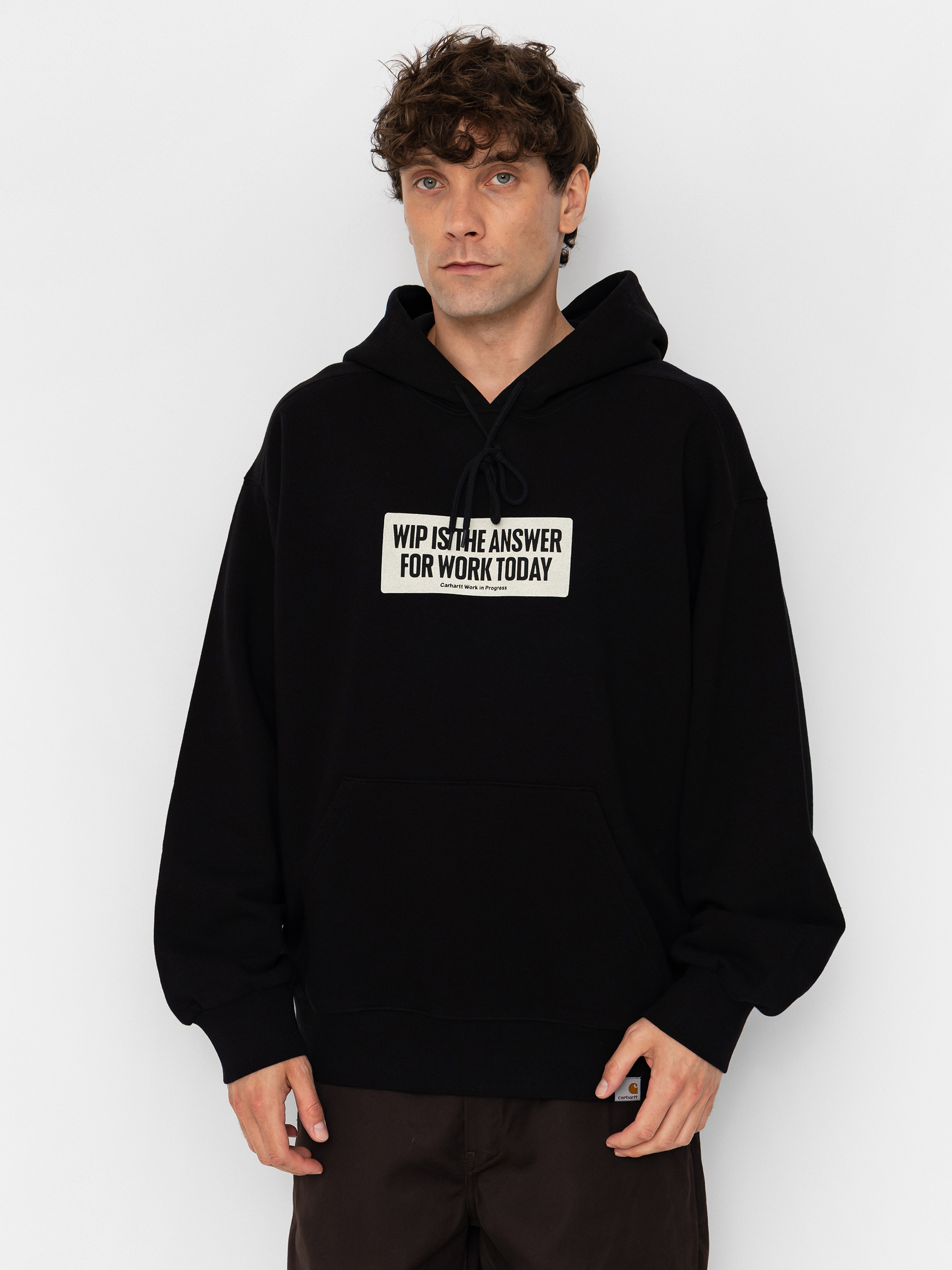 Kapucnis pulóver Carhartt WIP Bumper Sticker HD (black)
