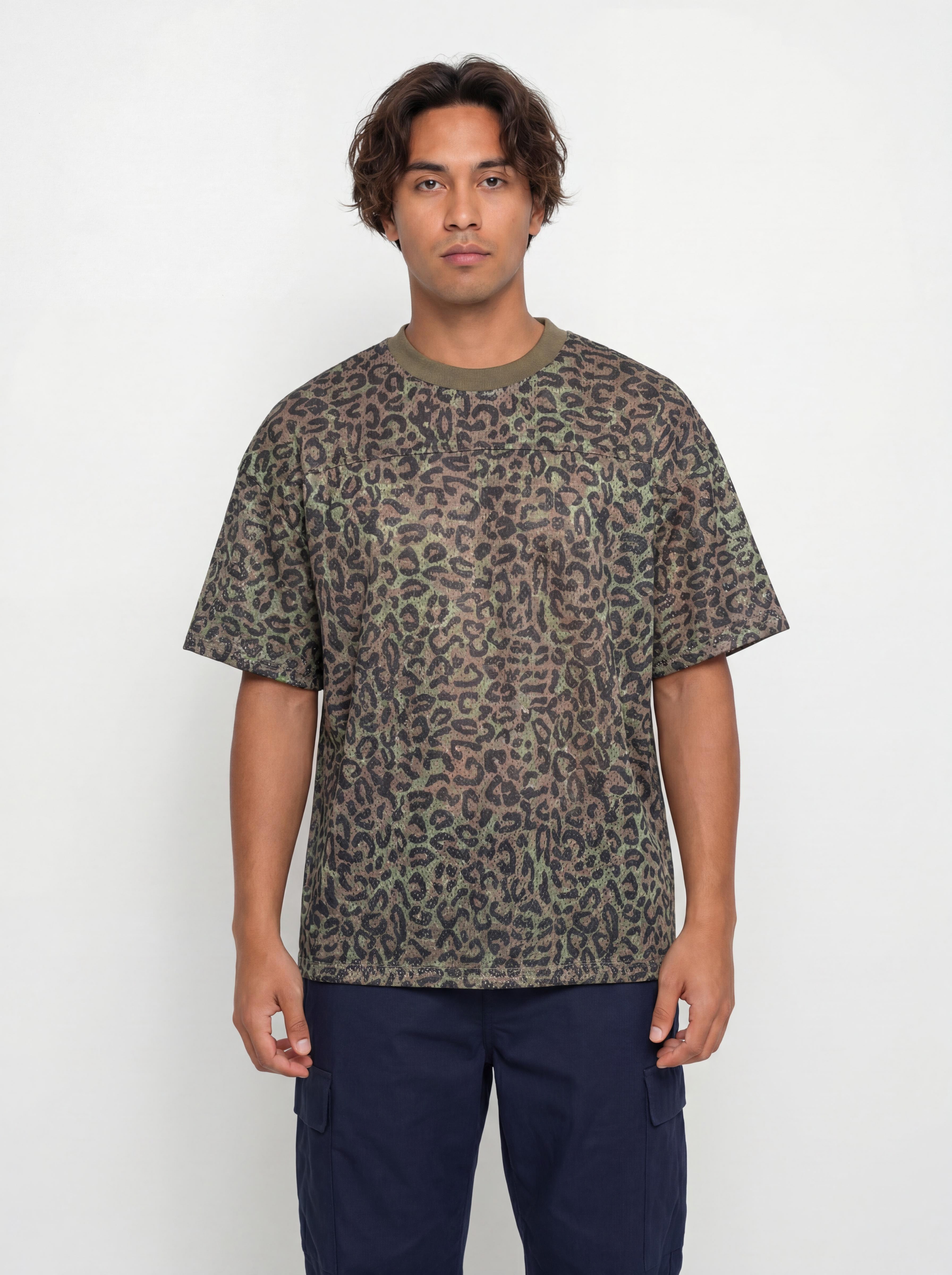 Póló Wasted Paris Cheetah Mesh Boxy (olive khaki camo)