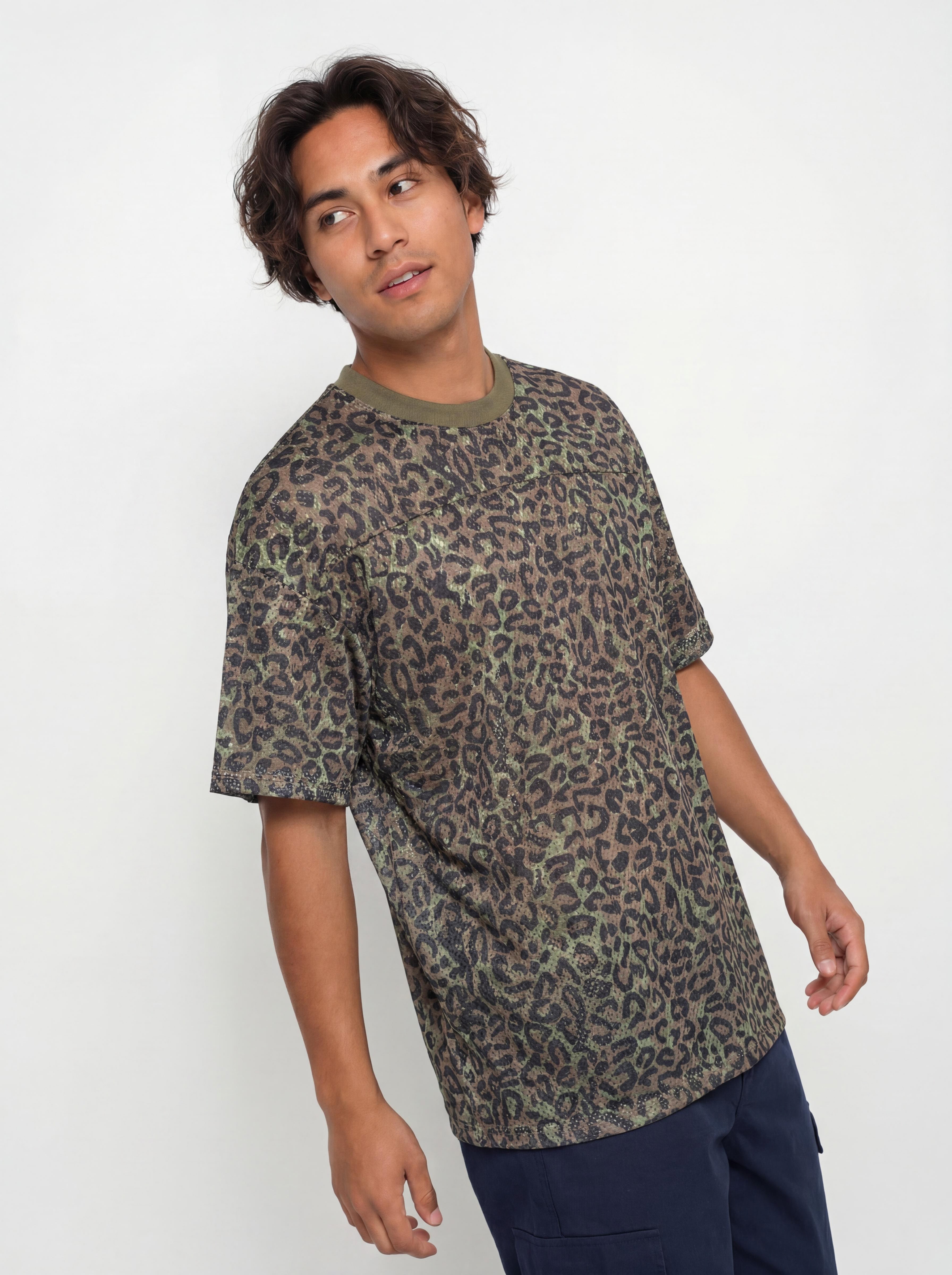 Póló Wasted Paris Cheetah Mesh Boxy (olive khaki camo)