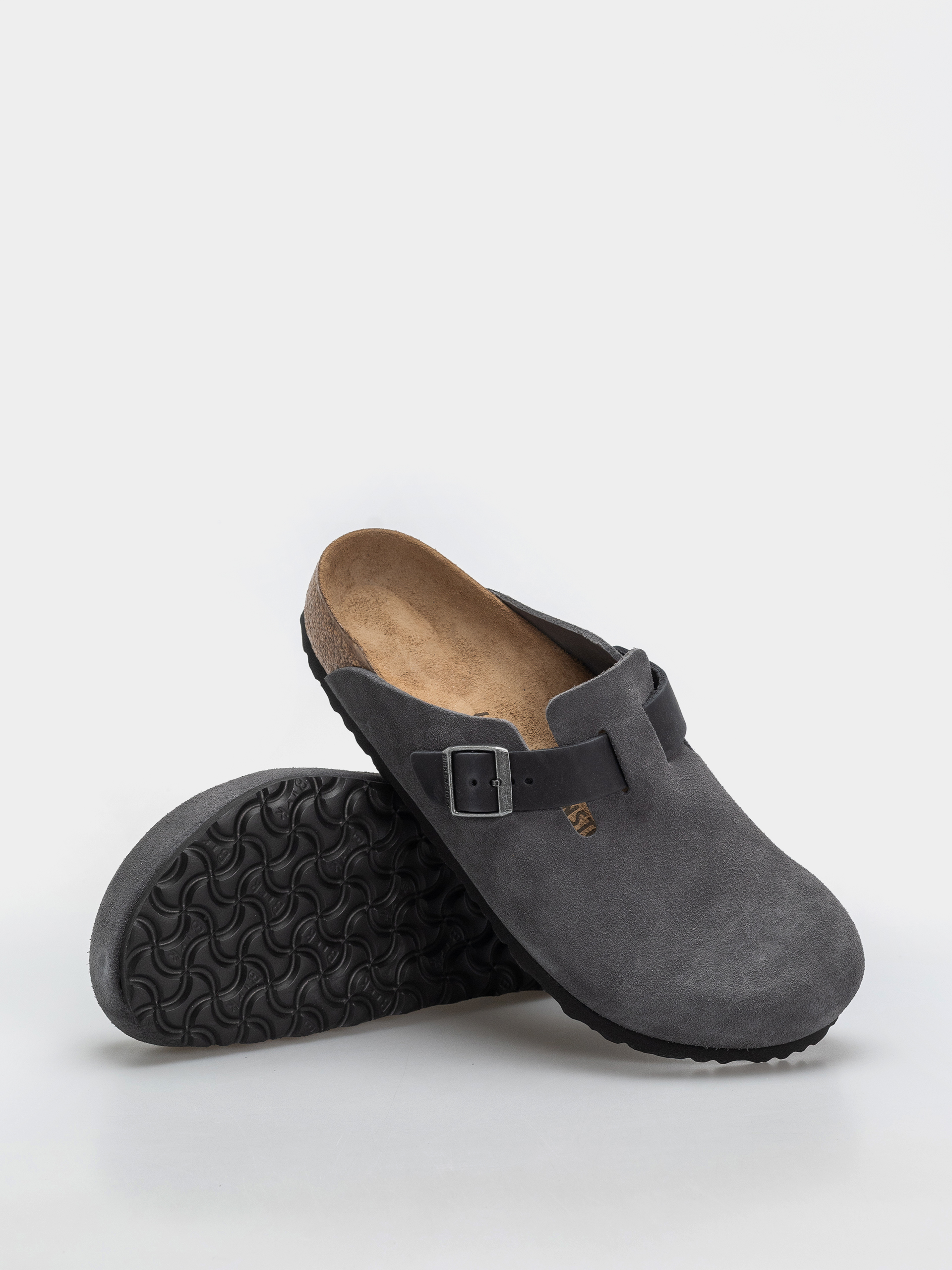 Birkenstock Boston Mixed Leather Regular Flip-flop papucsok (charcoal)