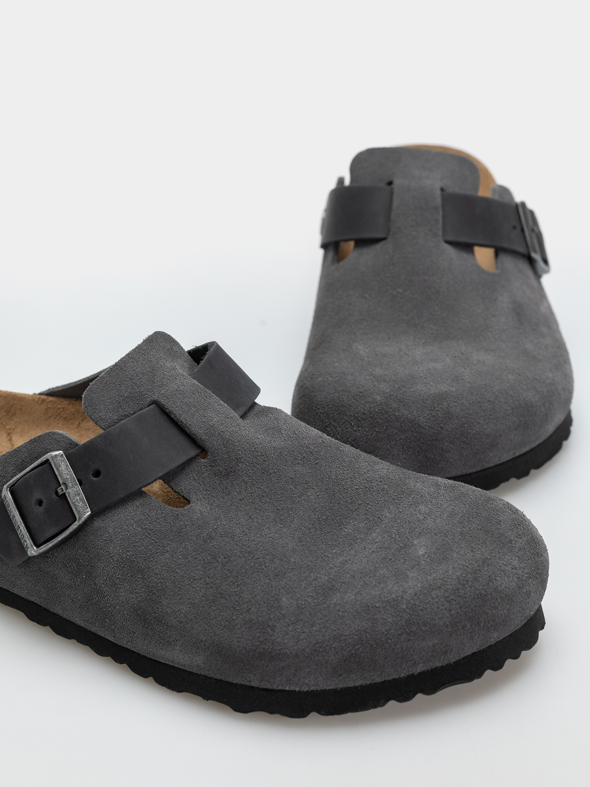 Birkenstock Boston Mixed Leather Regular Flip-flop papucsok (charcoal)