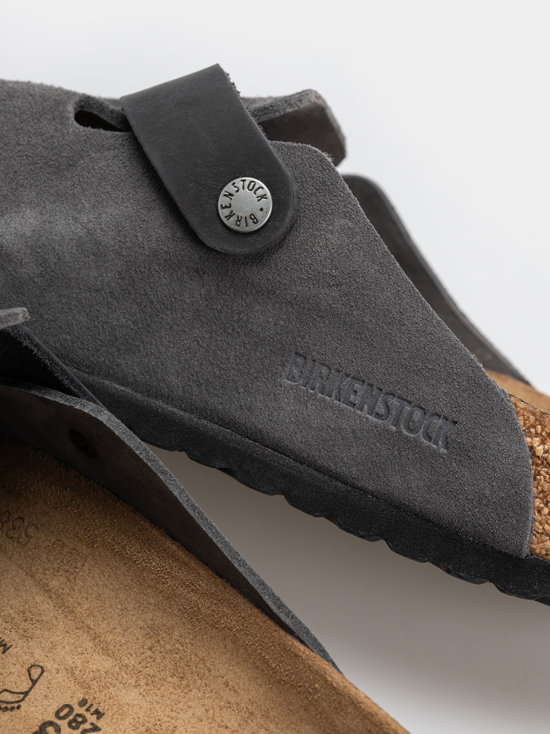 Birkenstock Boston Mixed Leather Regular Flip-flop papucsok (charcoal)