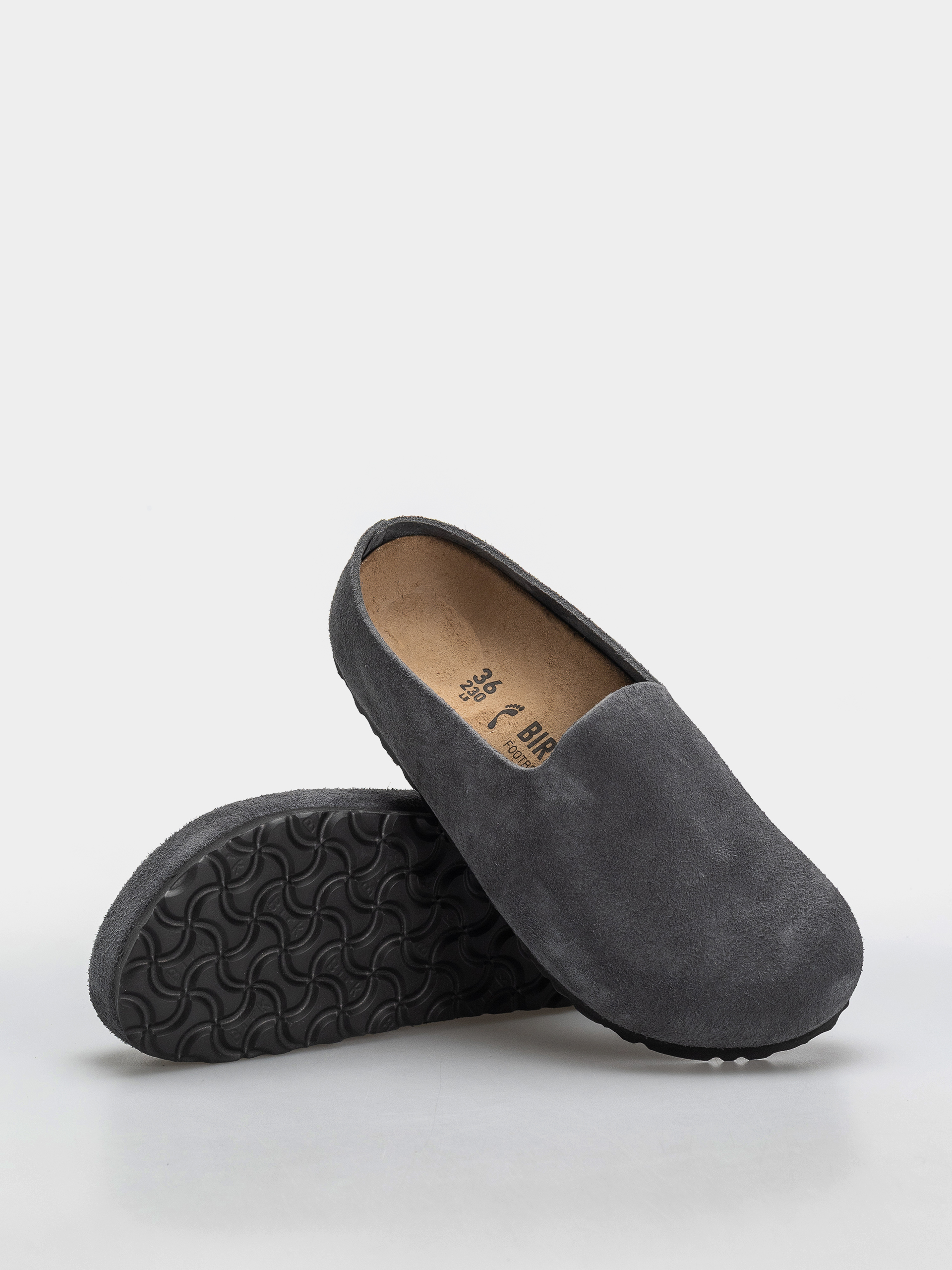Birkenstock Amsterdam Wrapped Suede Leather Narrow Flip-flop papucsok (charcoal)