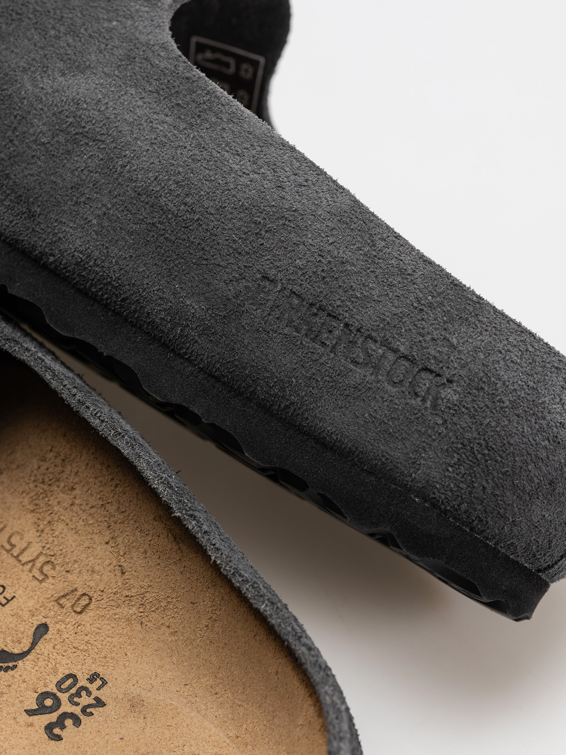 Birkenstock Amsterdam Wrapped Suede Leather Narrow Flip-flop papucsok (charcoal)