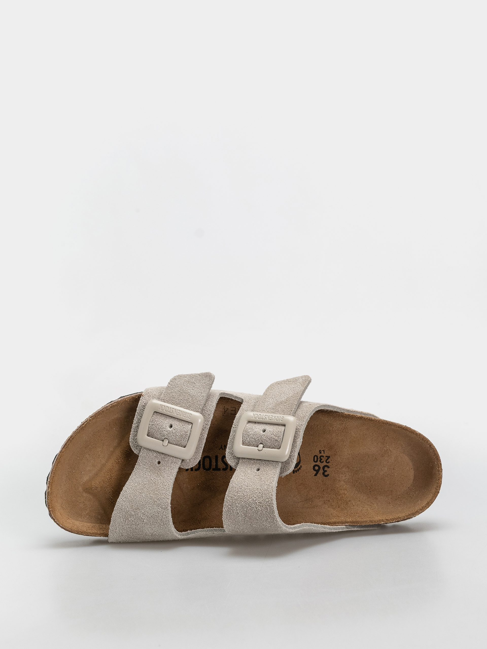 Birkenstock Arizona Suede Leather Cushion Buckle Narrow Wmn Flip-flop papucsok (oyster)