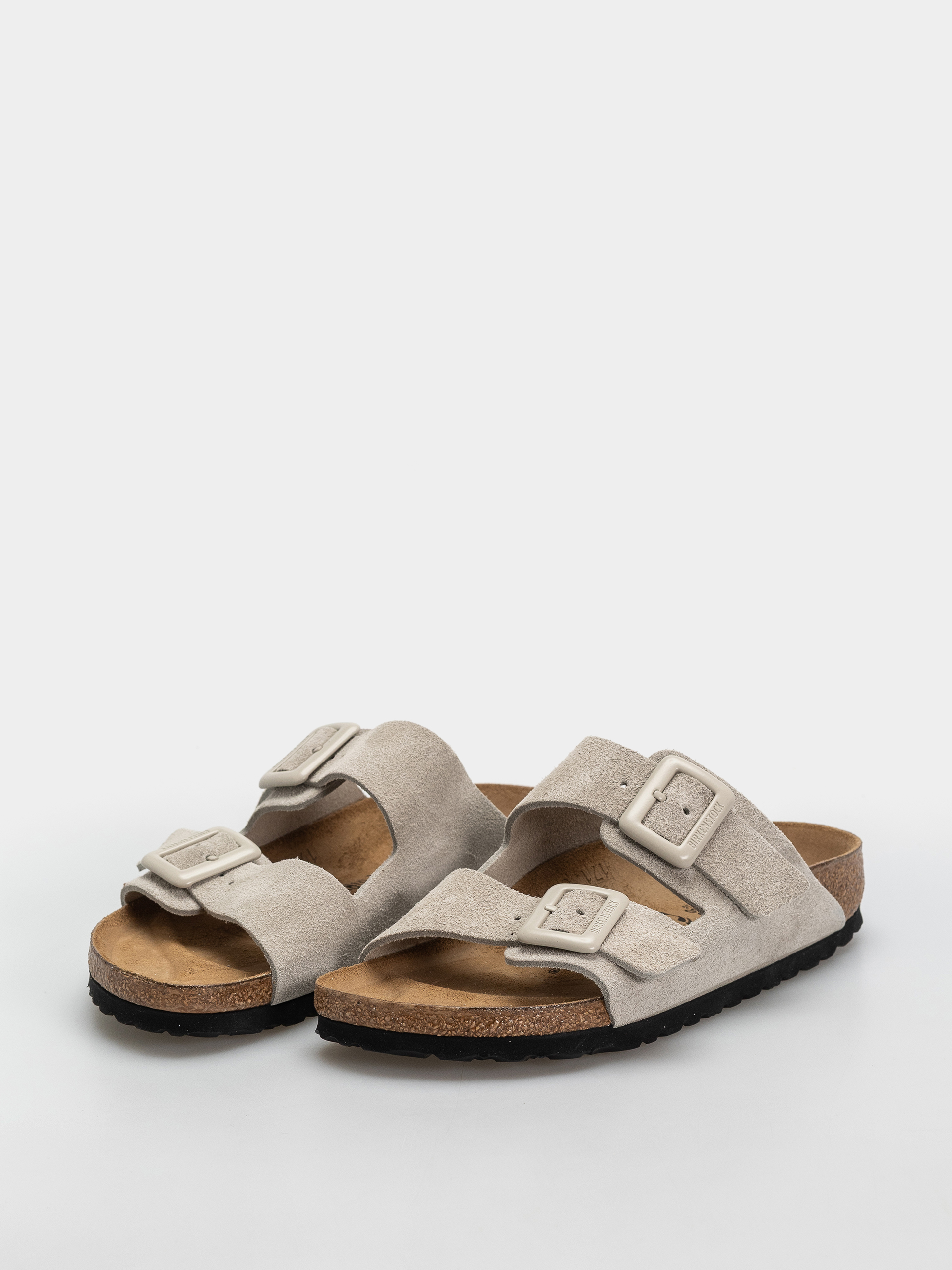 Birkenstock Arizona Suede Leather Cushion Buckle Narrow Wmn Flip-flop papucsok (oyster)