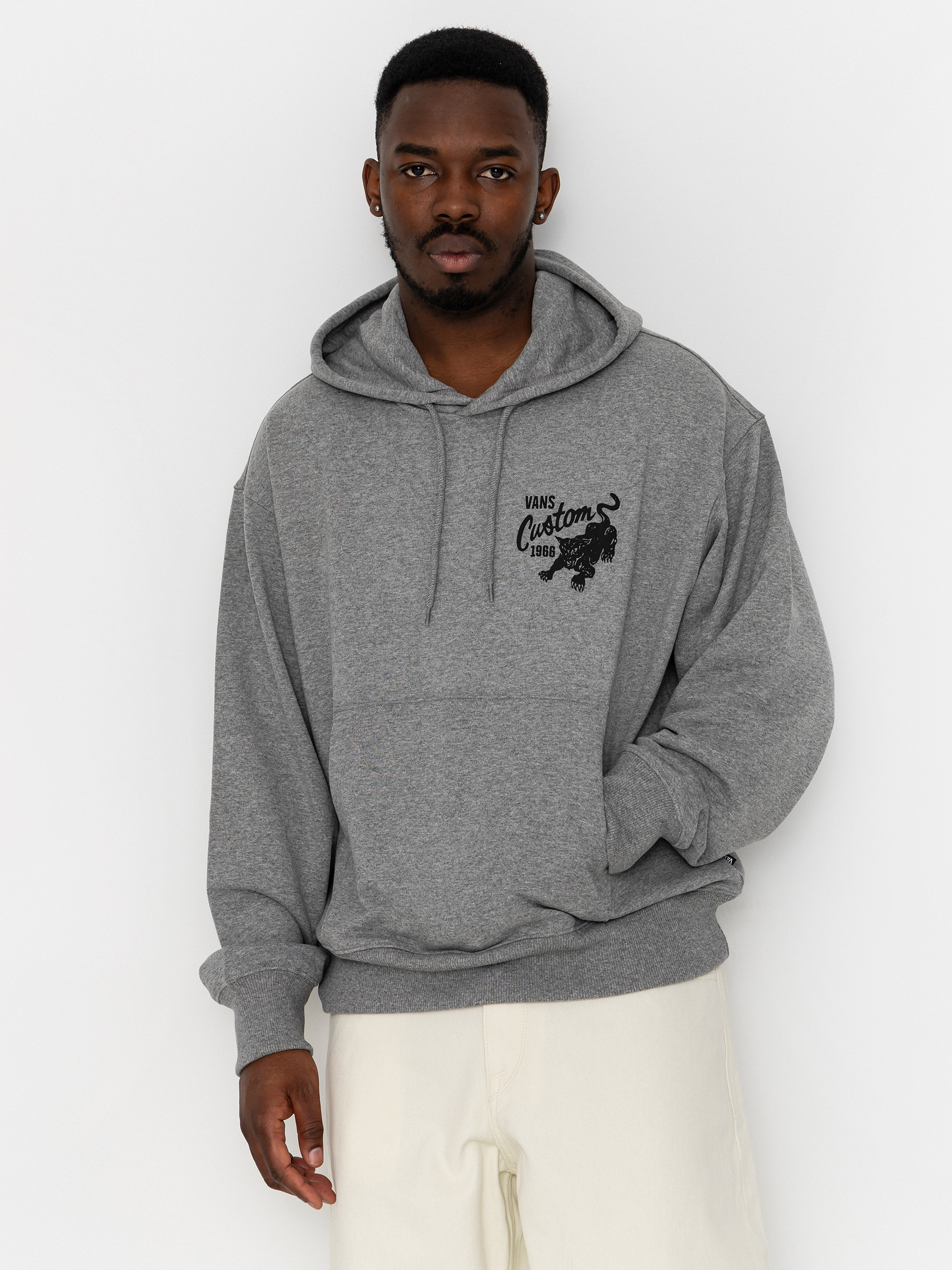 Kapucnis pulu00f3ver Vans Custom Cat HD (cement heather)